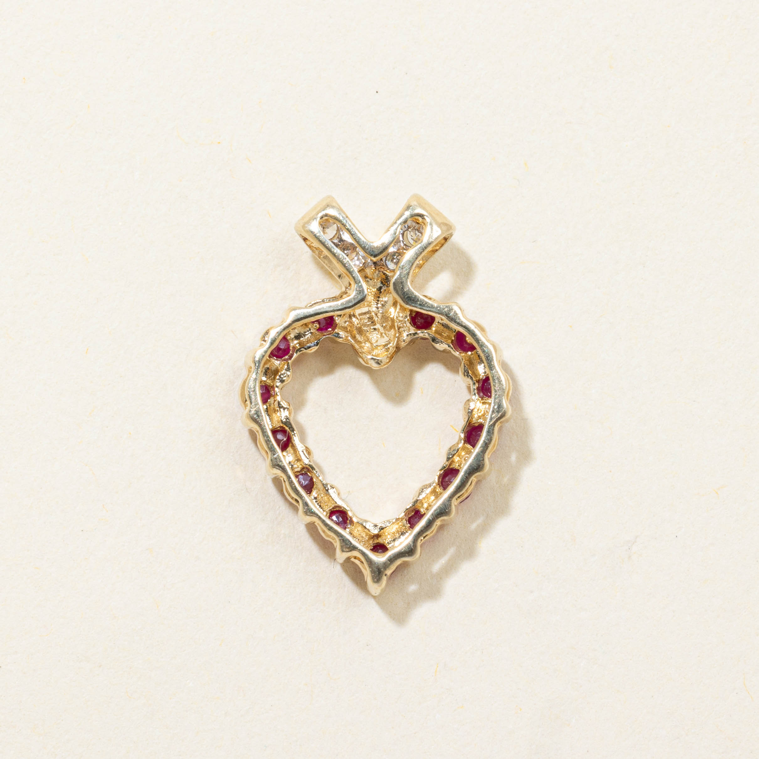 10k Ruby & Diamond Heart Pendant | 0.40ctw, 0.03ctw