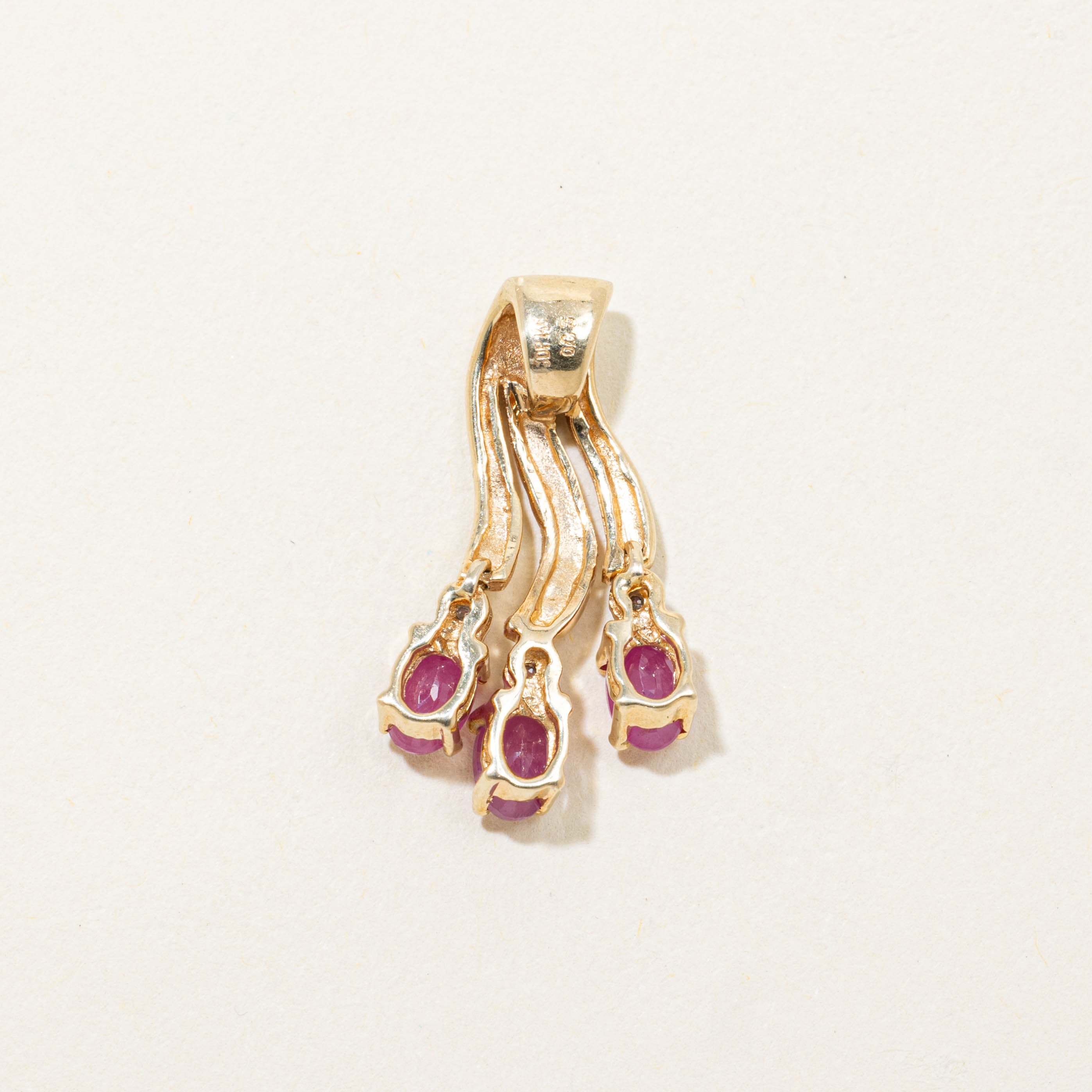 14k Ruby & Diamond Accented Wave Pendant | 0.75ctw, 0.03ctw