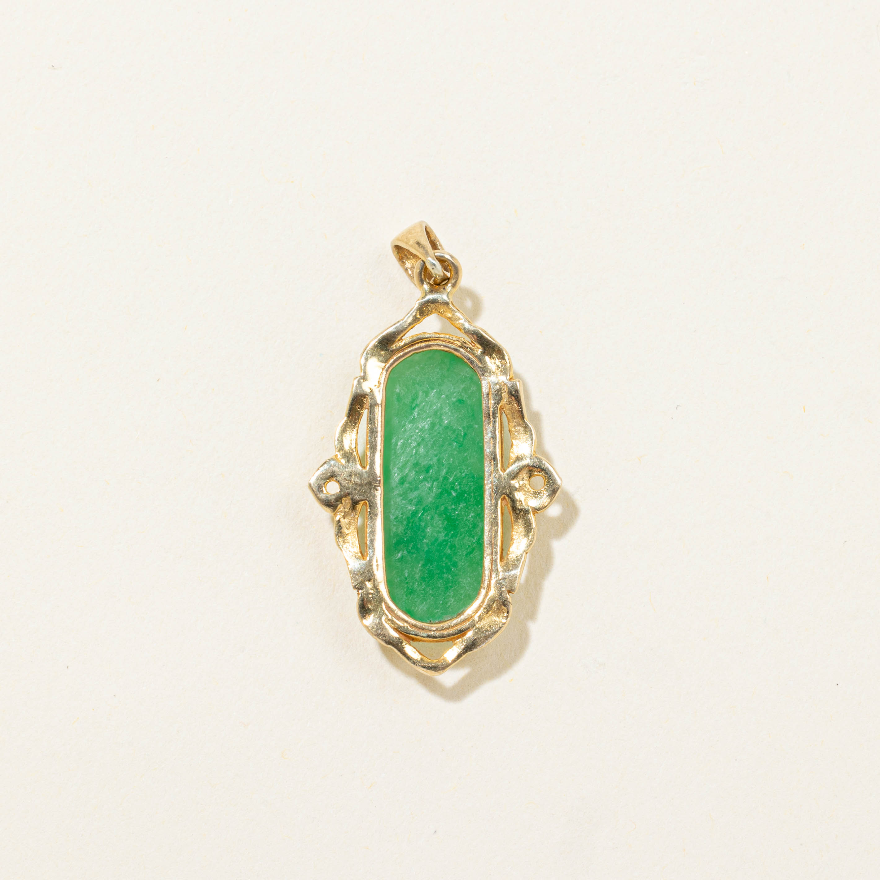 9k Bezel Set Jadeite Ornate Pendant | 3.80ct