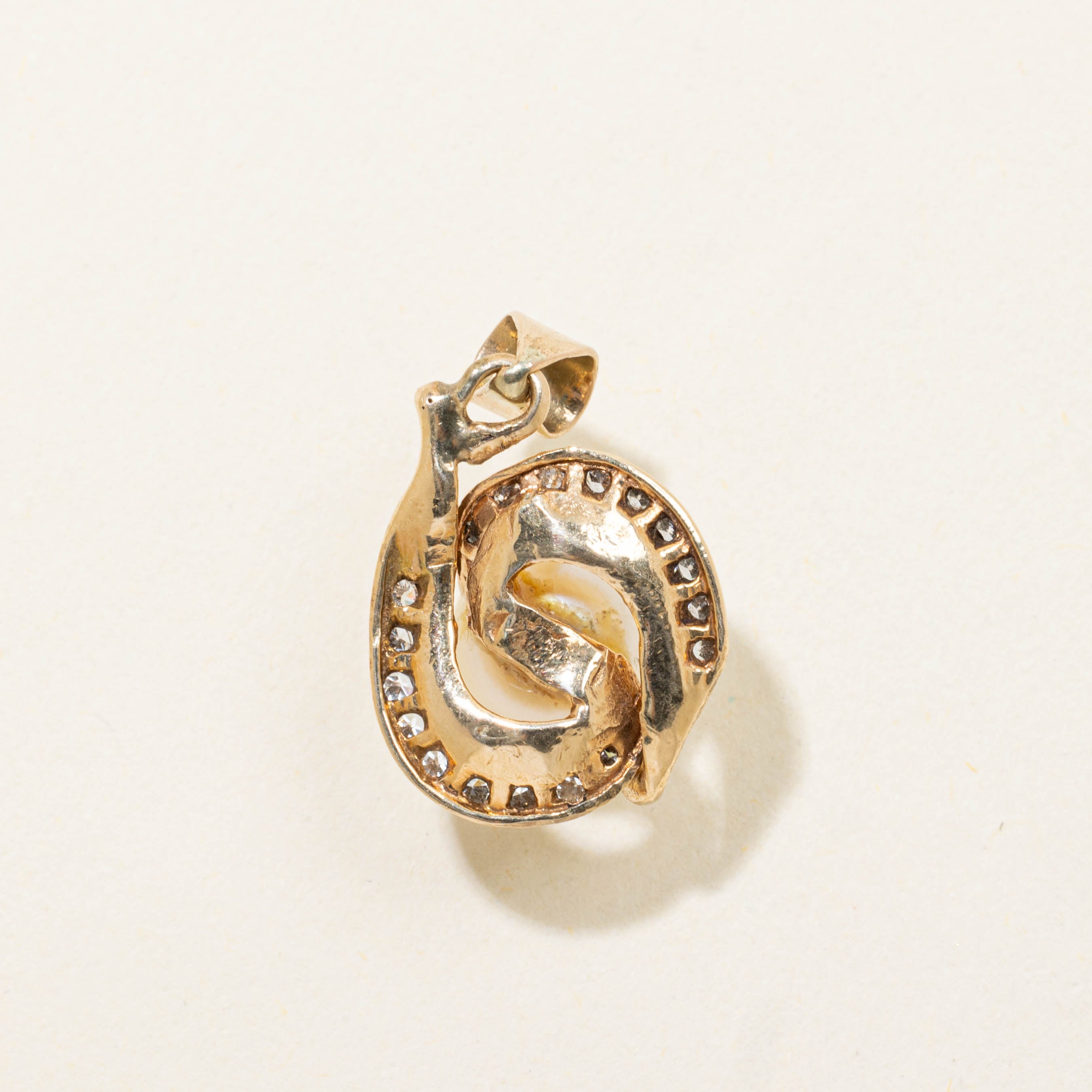 14k Pearl & Diamond Halo Pendant | 0.18ctw