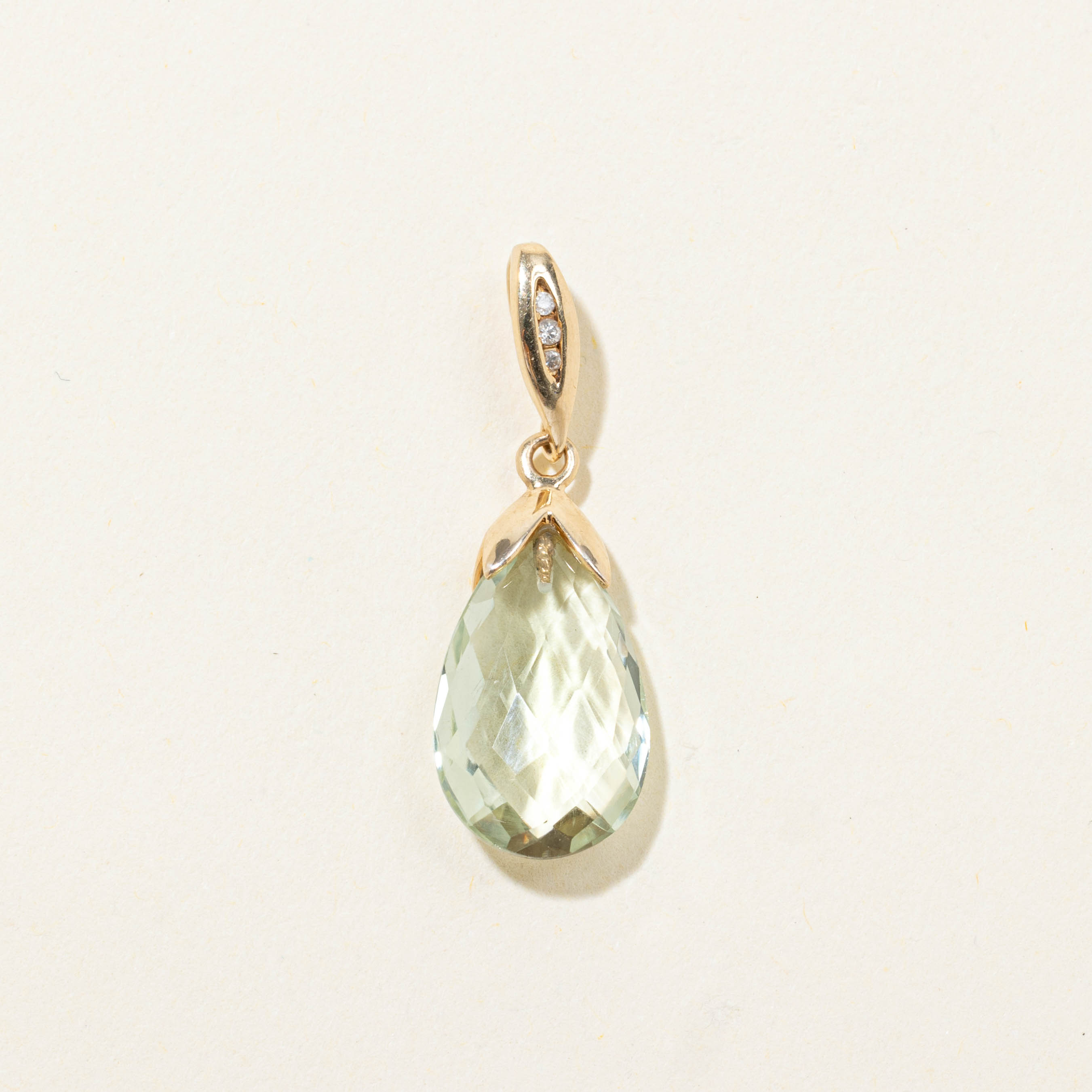 14k Prasiolite & Diamond Pendant | 0.03ctw, 5.00ct
