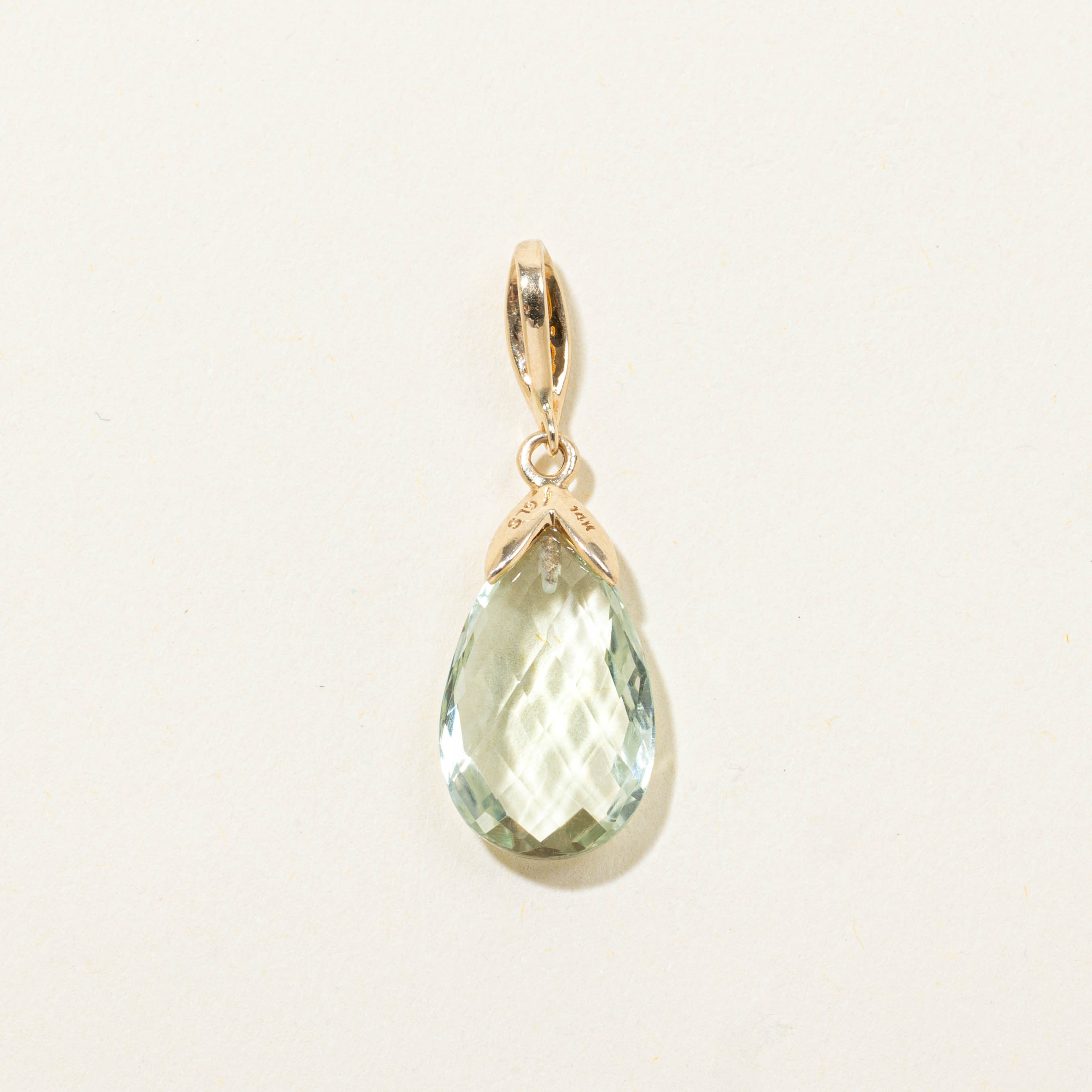 14k Prasiolite & Diamond Pendant | 0.03ctw, 5.00ct