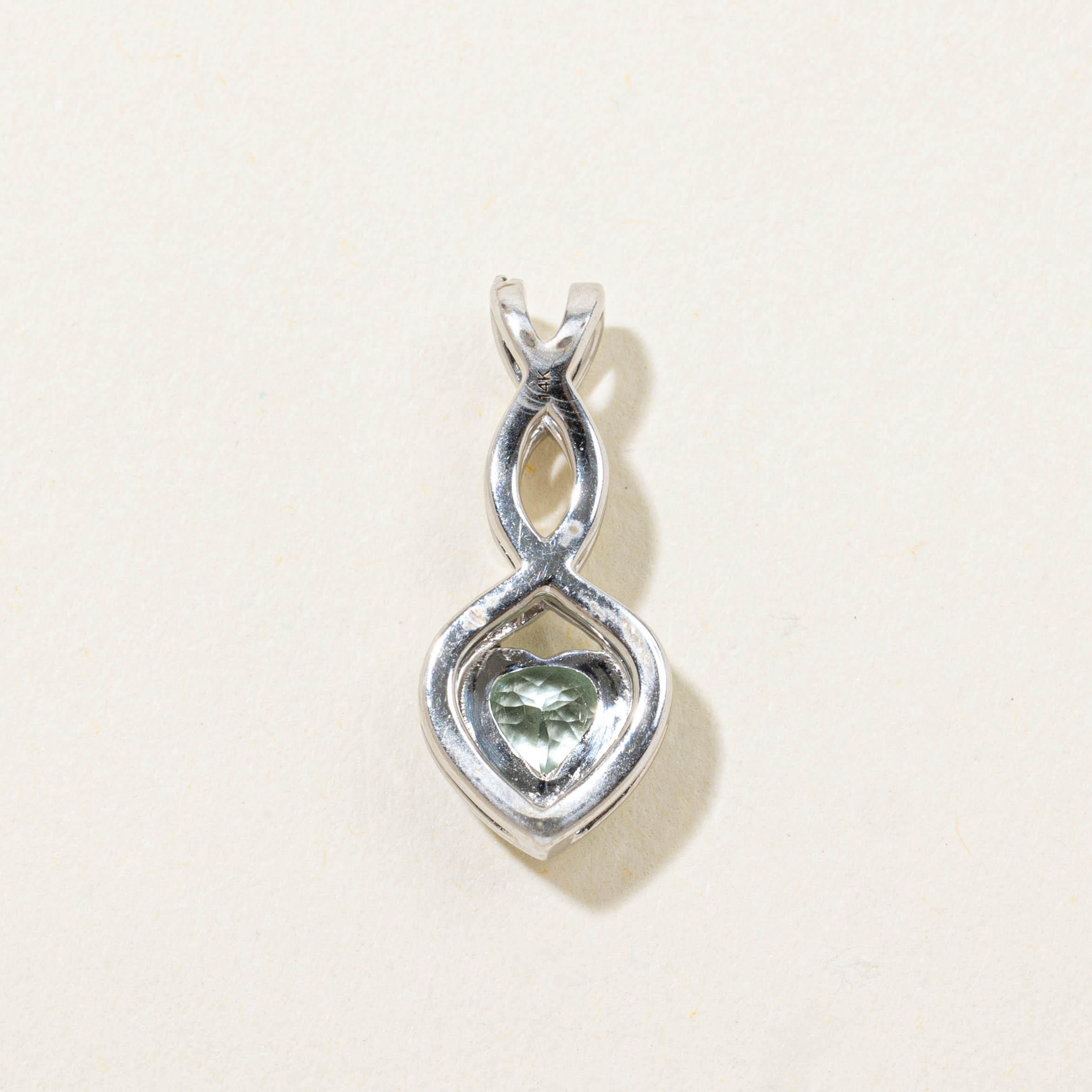 14k Heart Cut Aquamarine & Diamond Pendant | 0.55ct, 0.11ctw
