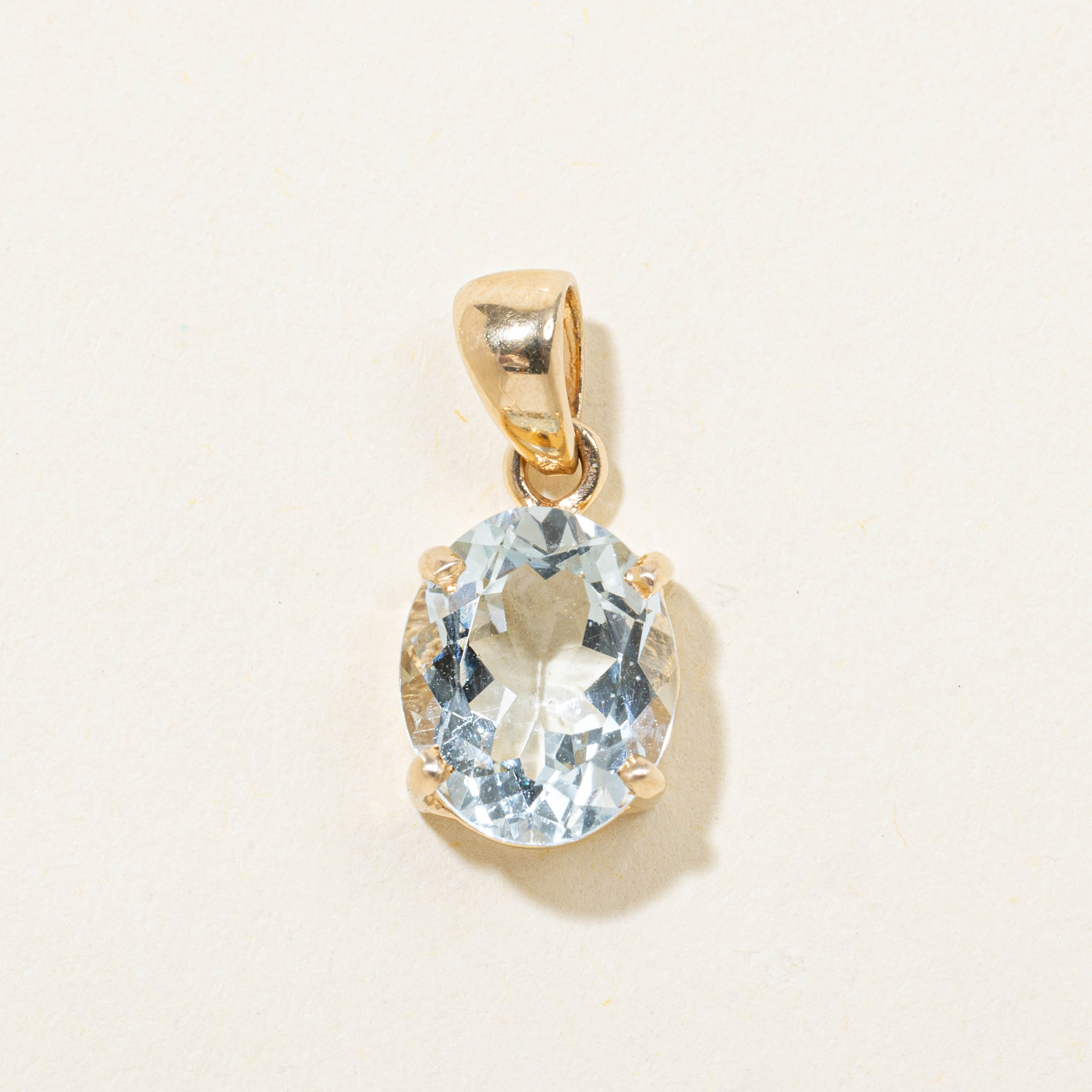 14k Oval Cut Solitaire Aquamarine Pendant | 2.70ct