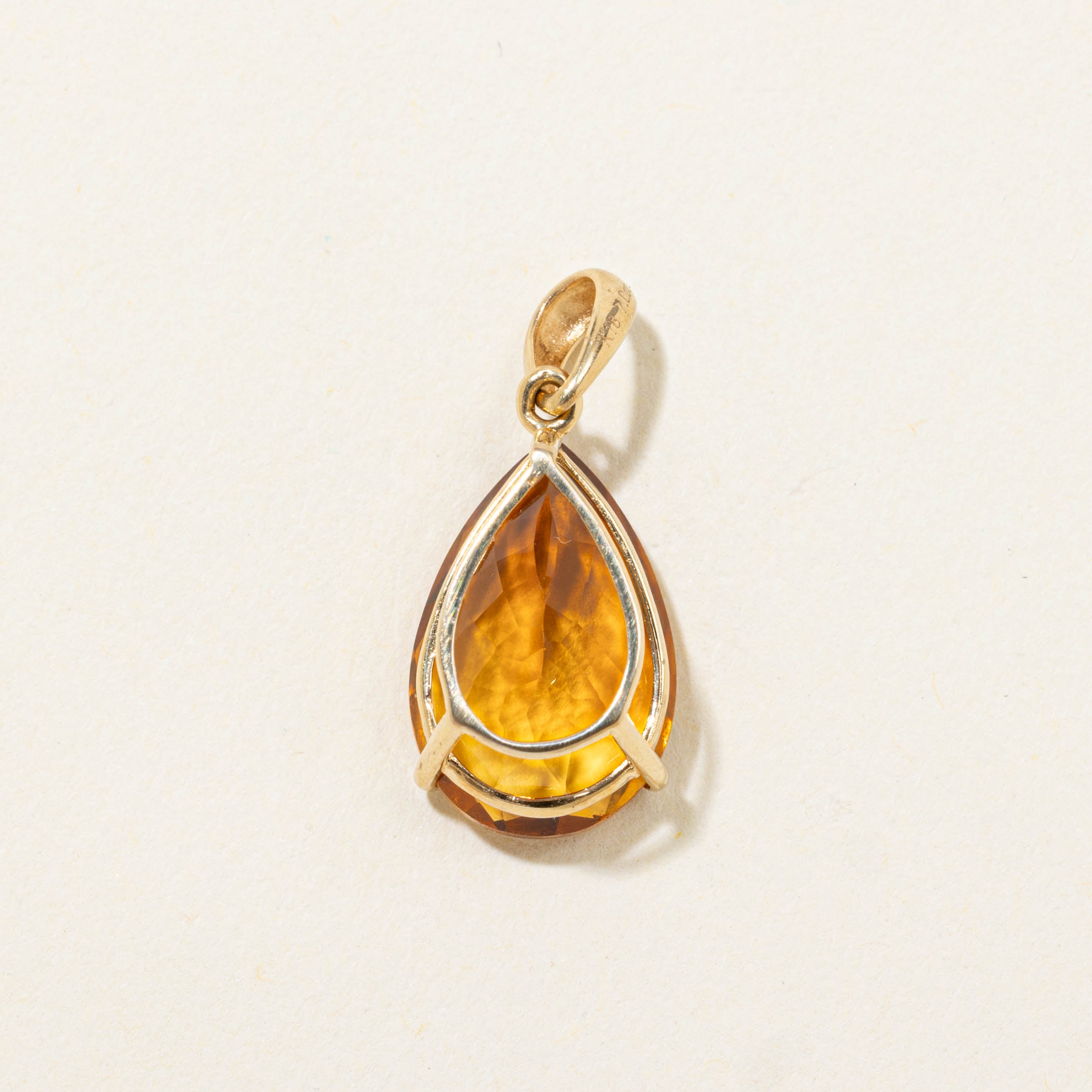18k Pear Cut Solitaire Citrine Pendant | 7.00ct