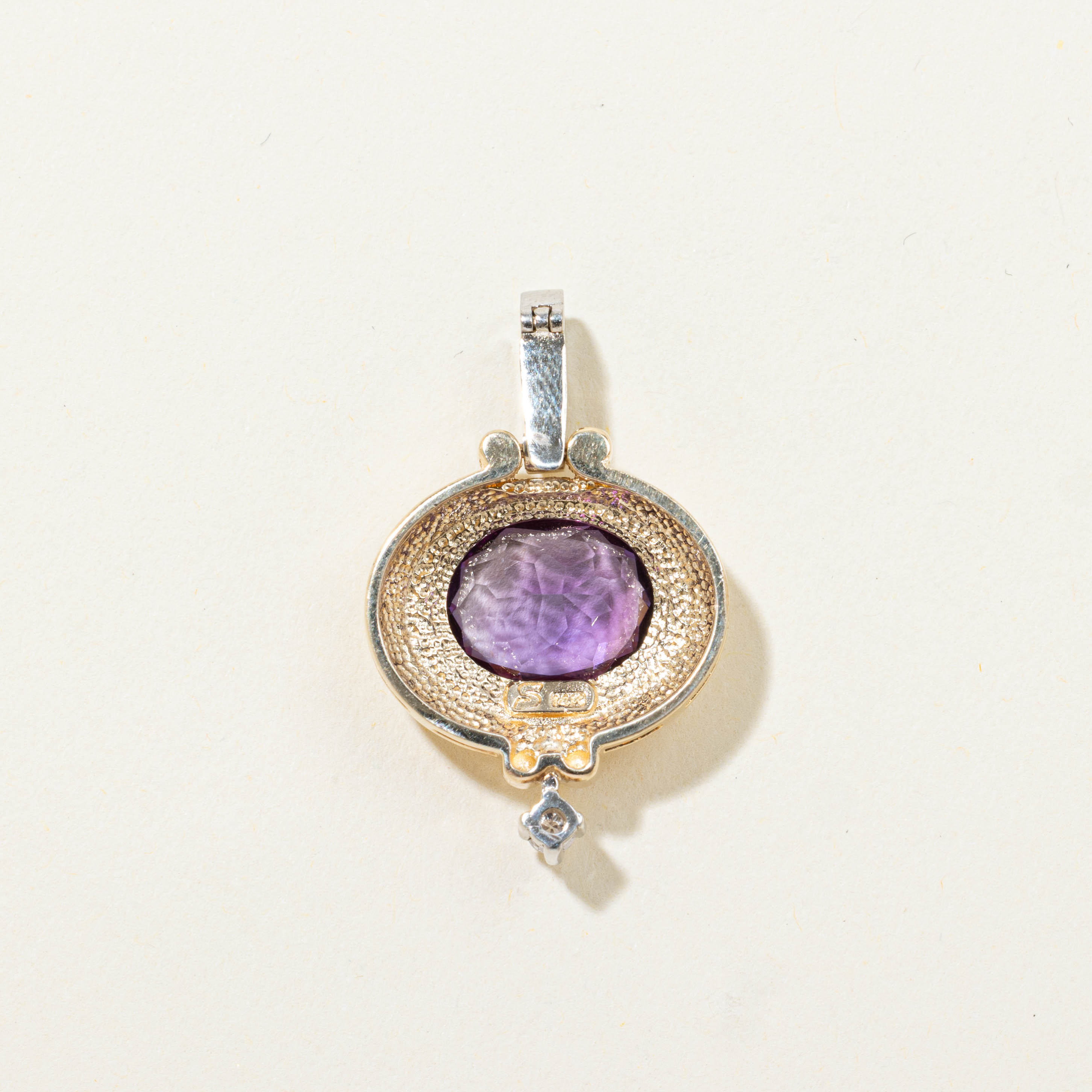 14k East West Amethyst & Diamond Pendant | 3.60ct, 0.06ctw
