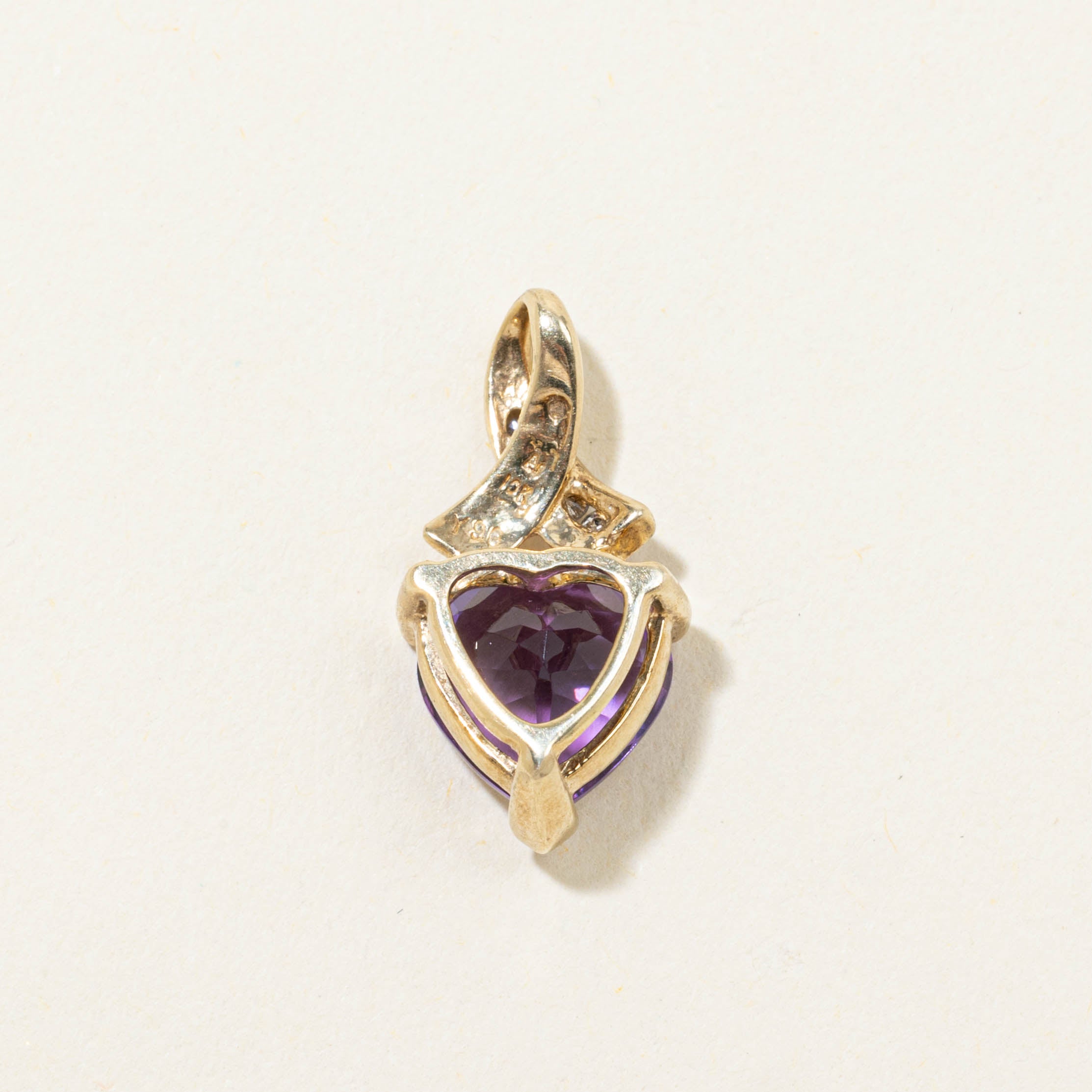 10k Heart Cut Amethyst & Diamond Pendant | 1.70ct, 0.02ctw