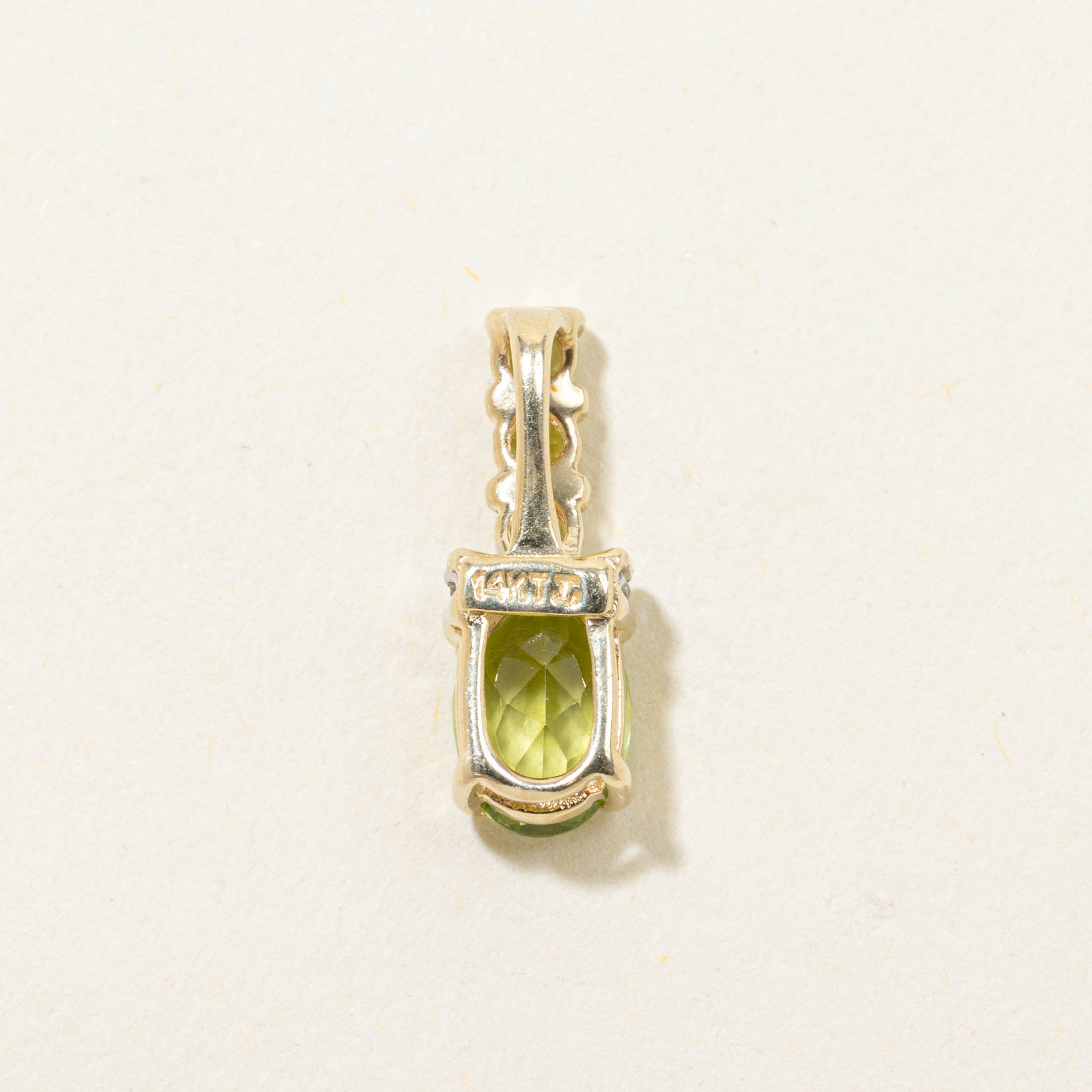 14k Peridot & Diamond Drop Pendant | 0.80ctw, 0.01ctw