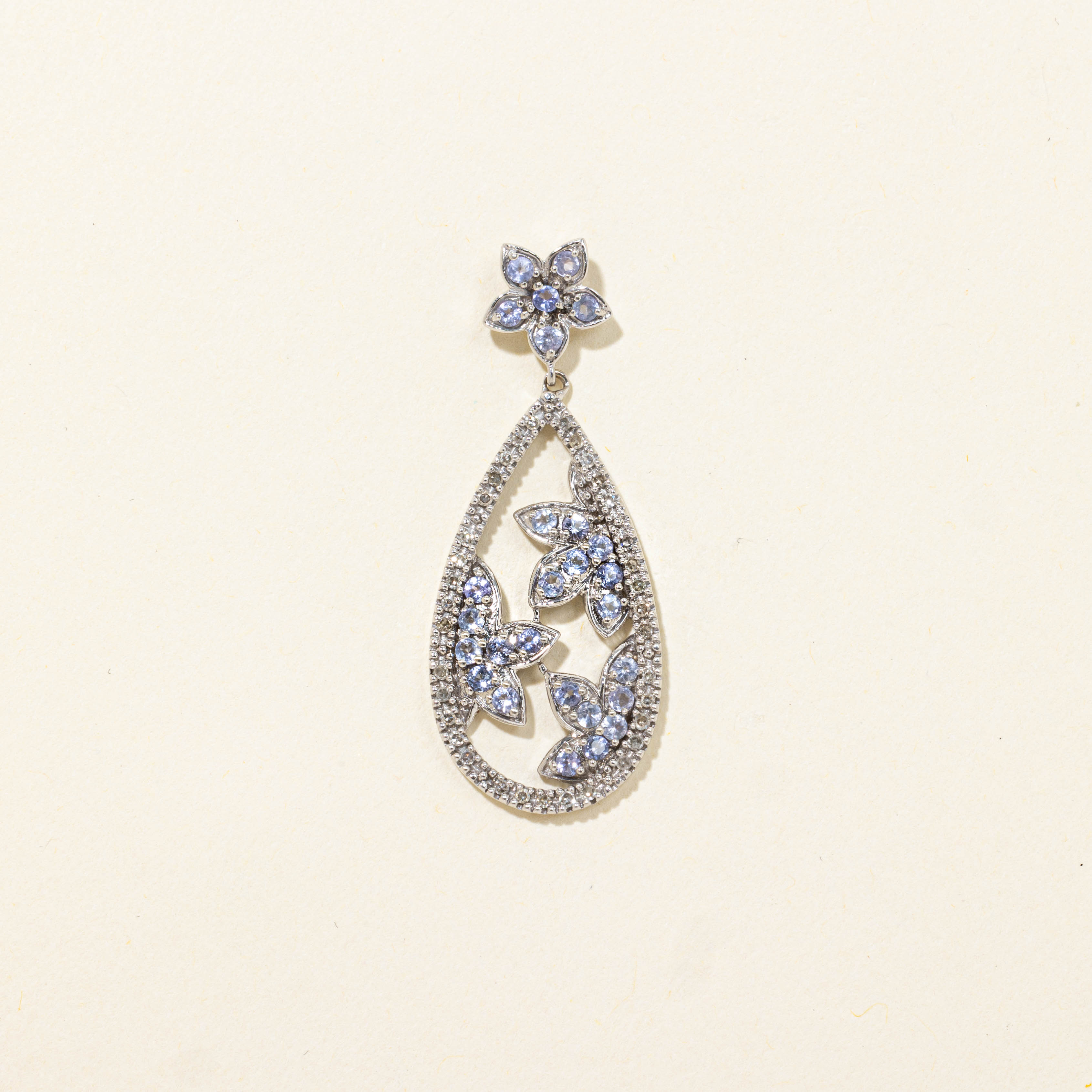10k Tanzanite & Diamond Floral Pendant | 0.07ctw, 0.40ctw