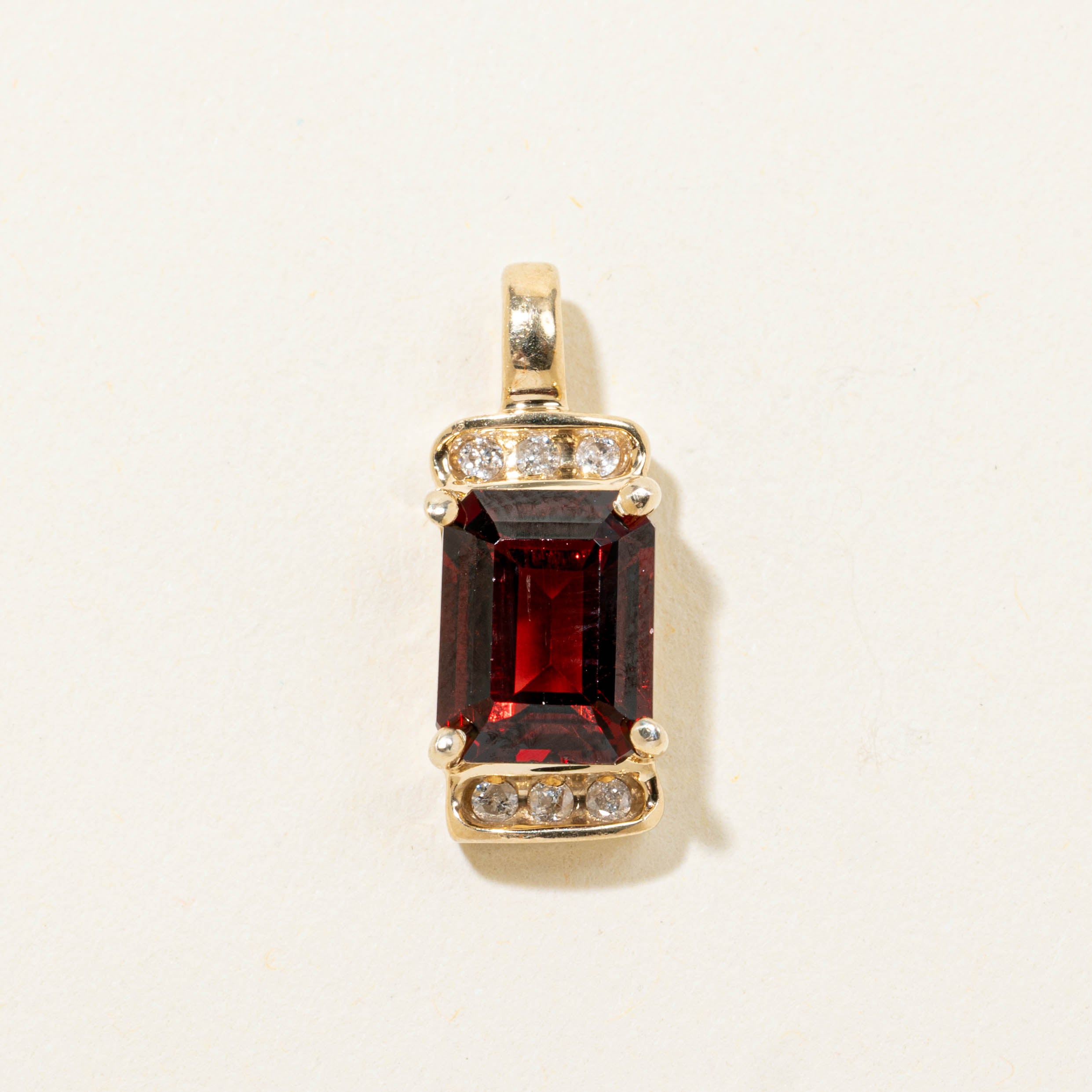 14k Garnet & Diamond Accented Pendant | 2.50ct, 0.03ctw