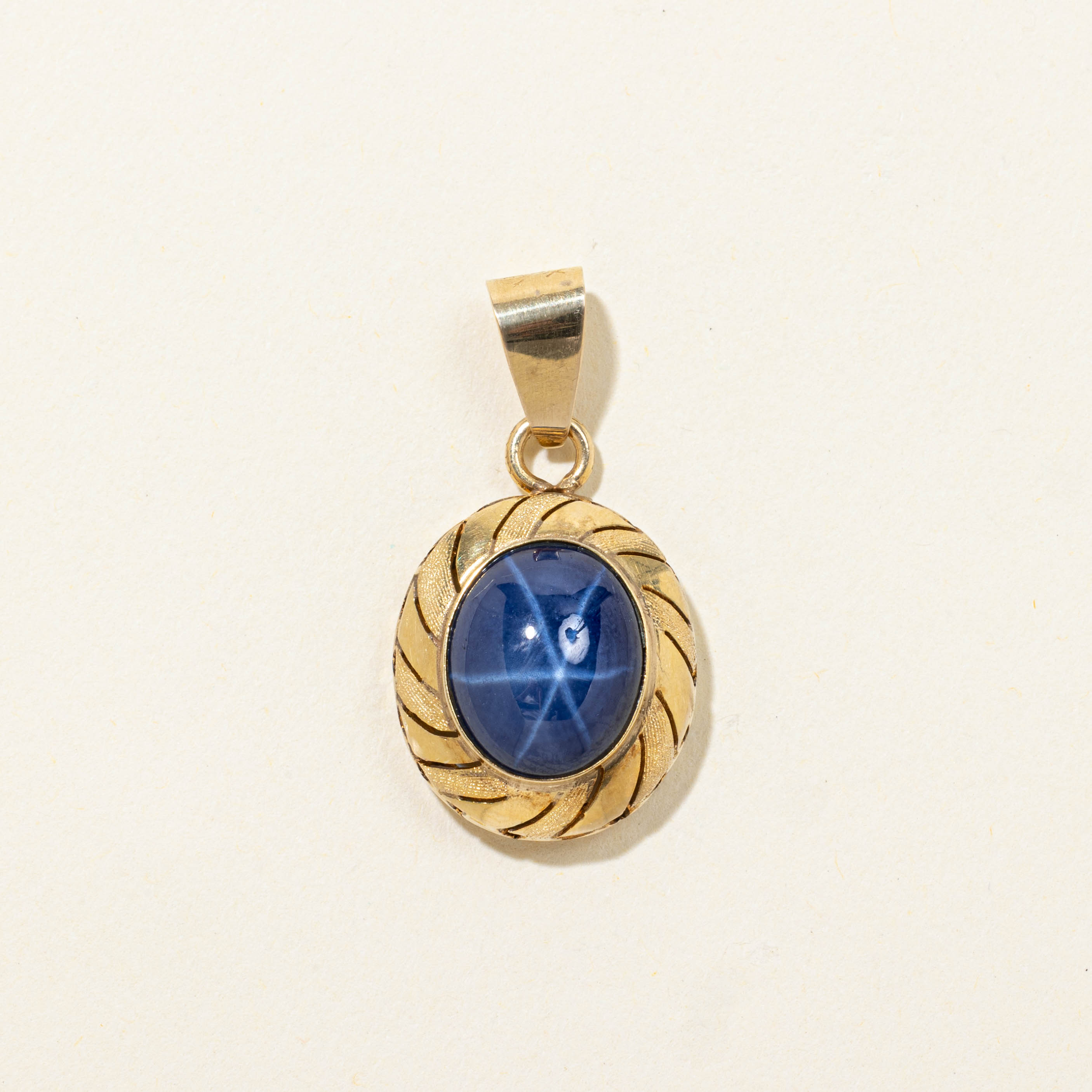 14k Bezel Set Synthetic Sapphire Pendant | 5.00ct