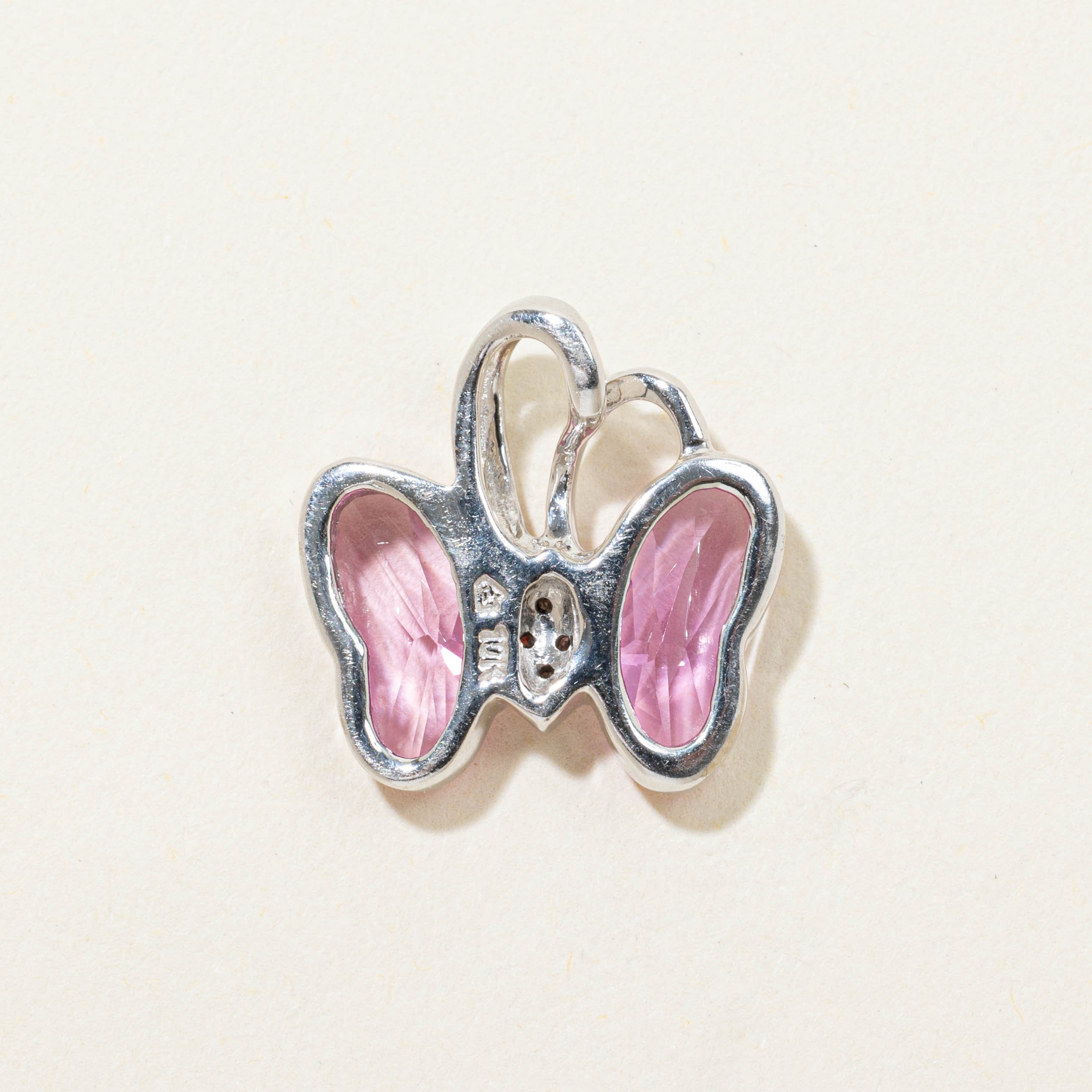 10k Synthetic Sapphire & Natural Diamond Butterfly Pendant | 2.40ctw, 0.02ctw