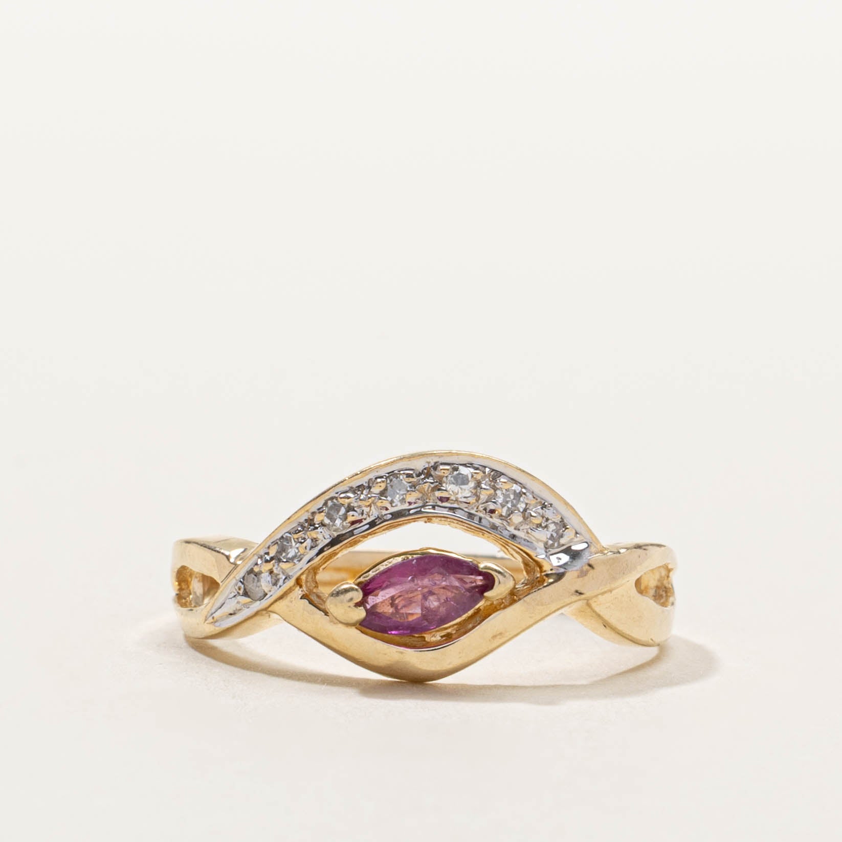 10k Ruby & Diamond Waterfall Twisted Ring | SZ 7
