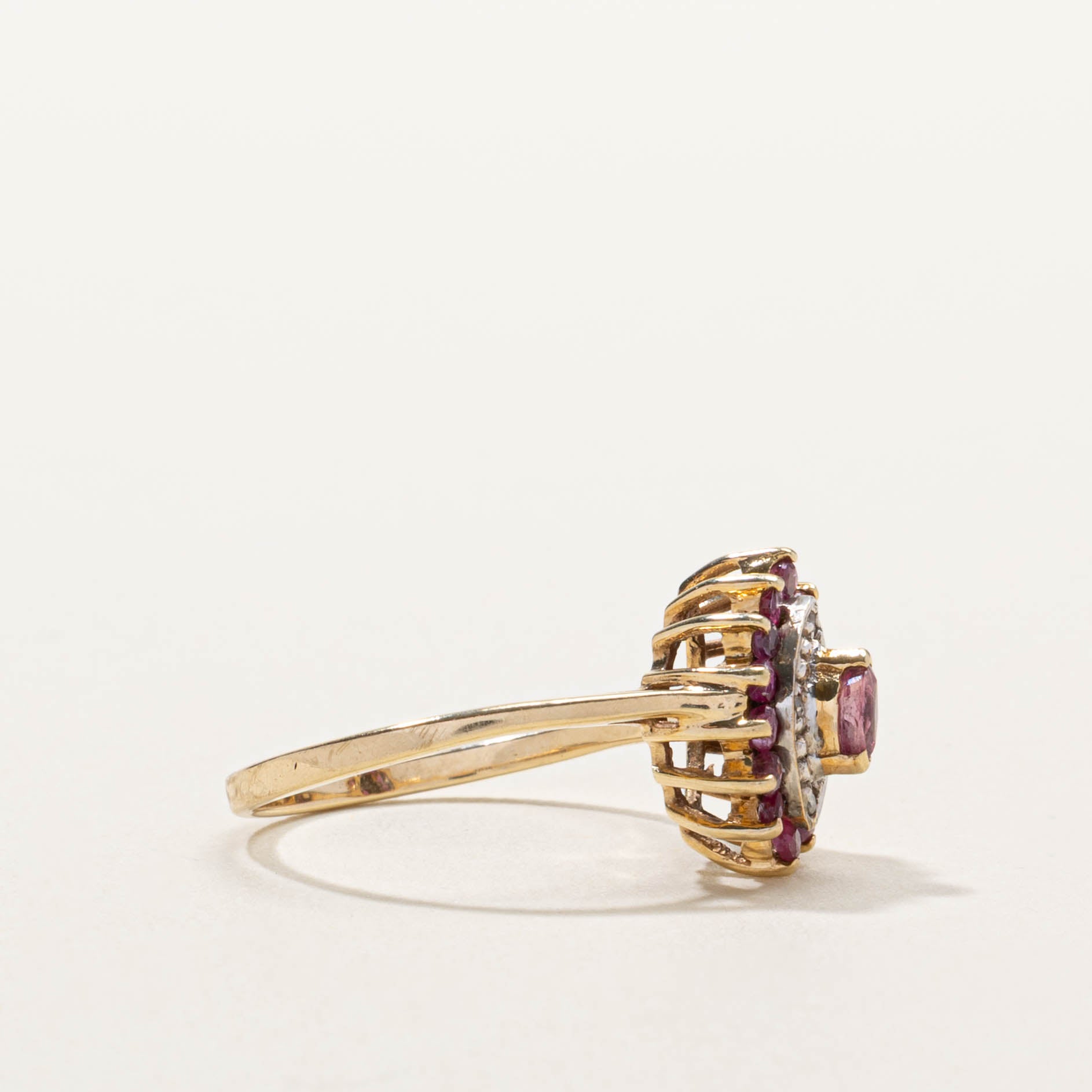 10k Ruby & Diamond Petal Cluster Ring | SZ 6