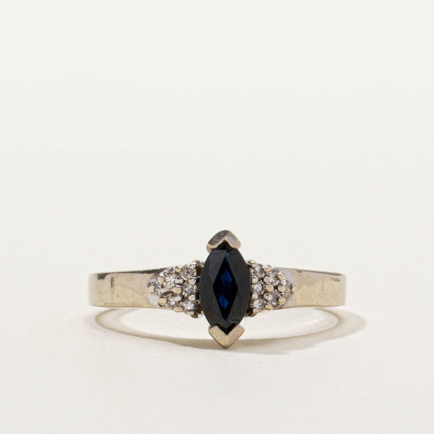 10k Marquise Cut Sapphire & Diamond Ring | SZ 5.75