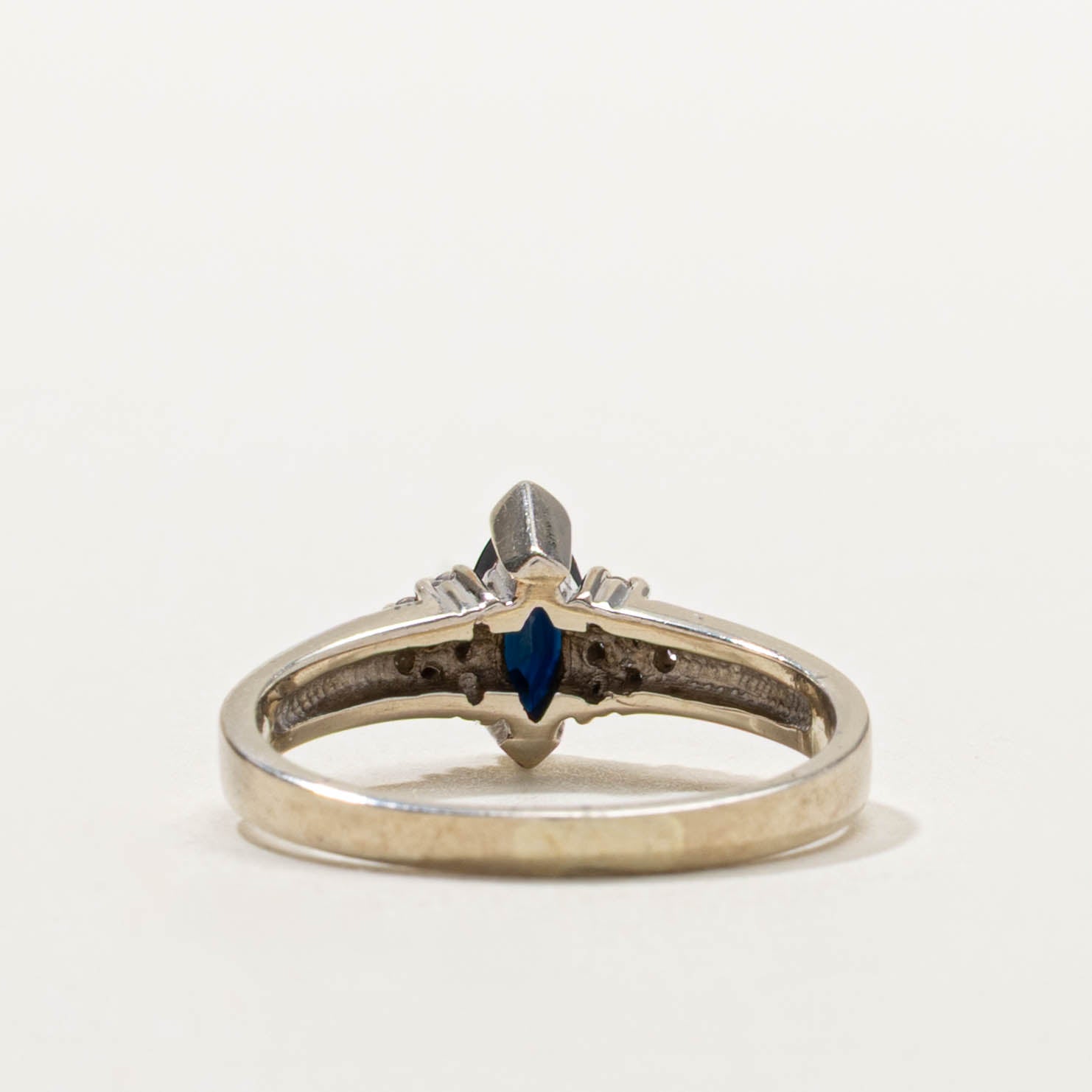 10k Marquise Cut Sapphire & Diamond Ring | SZ 5.75