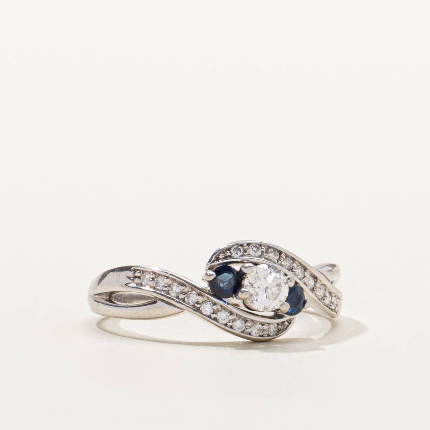 10k Sapphire & Diamond Waterfall Ring | SZ 5.75