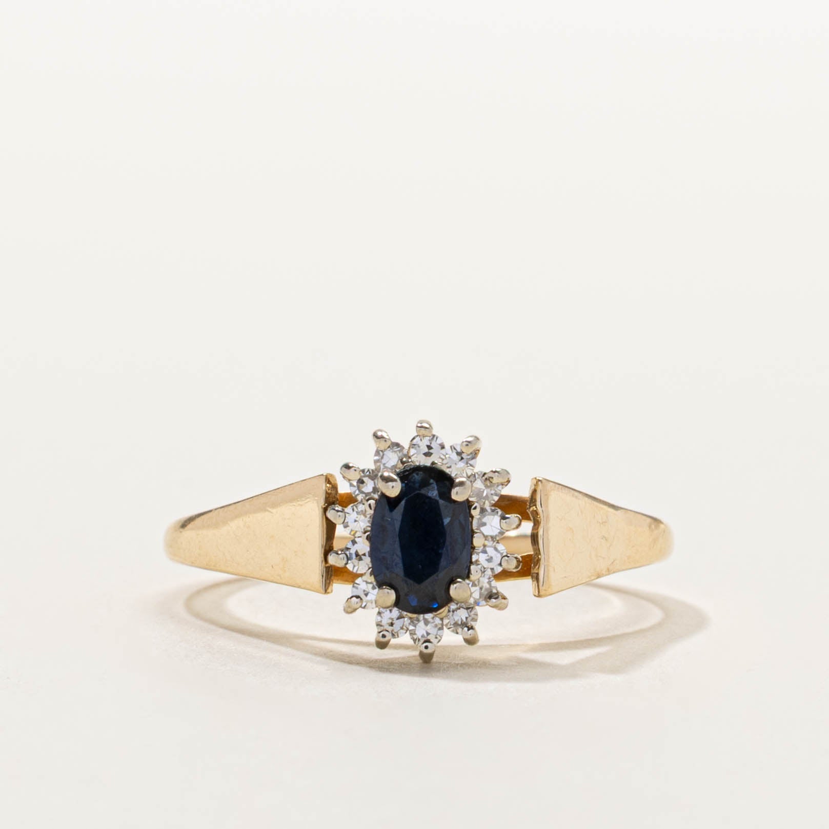 14k Sapphire & Diamond Petal Ring | SZ 7.5