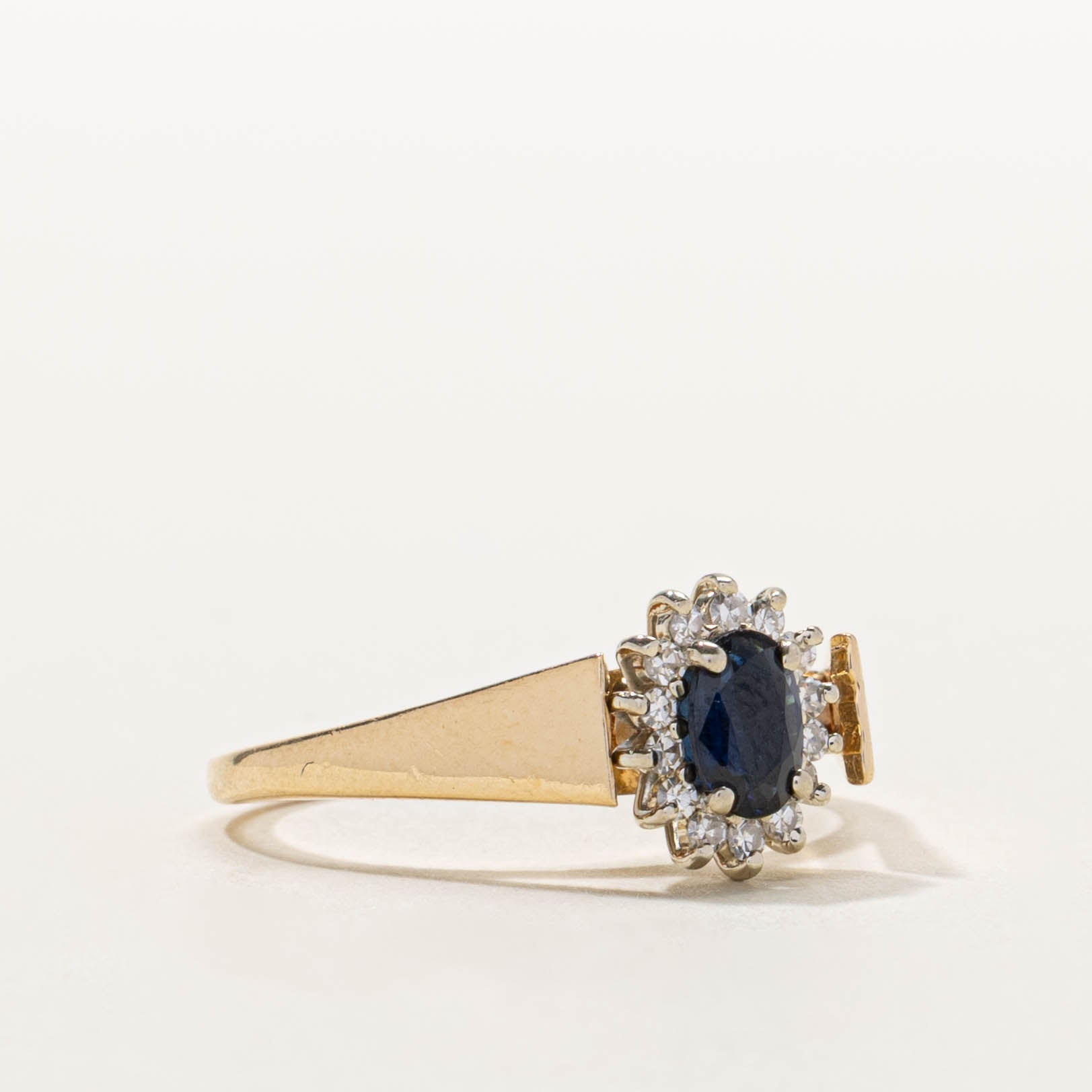 14k Sapphire & Diamond Petal Ring | SZ 7.5