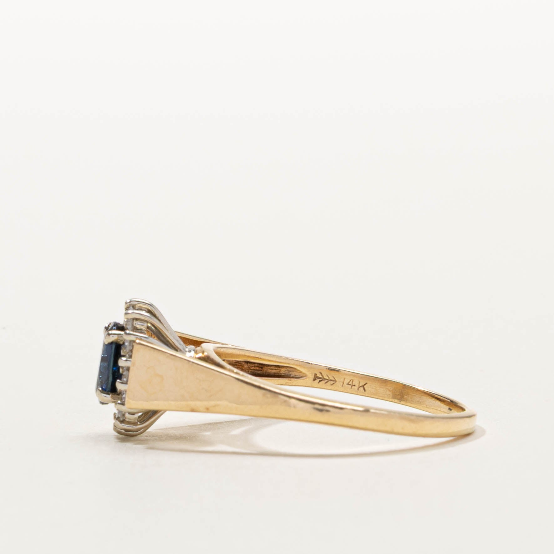 14k Sapphire & Diamond Petal Ring | SZ 7.5