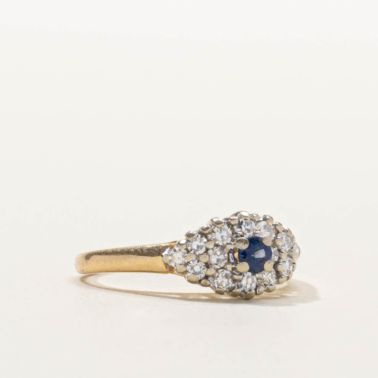 14k Sapphire & Diamond Marquise Cluster Ring | SZ 3.25