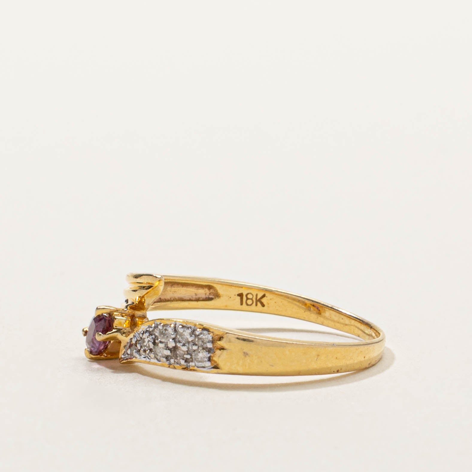 18k Marquise Cut Ruby & Diamond Bypass Ring | SZ 6.25