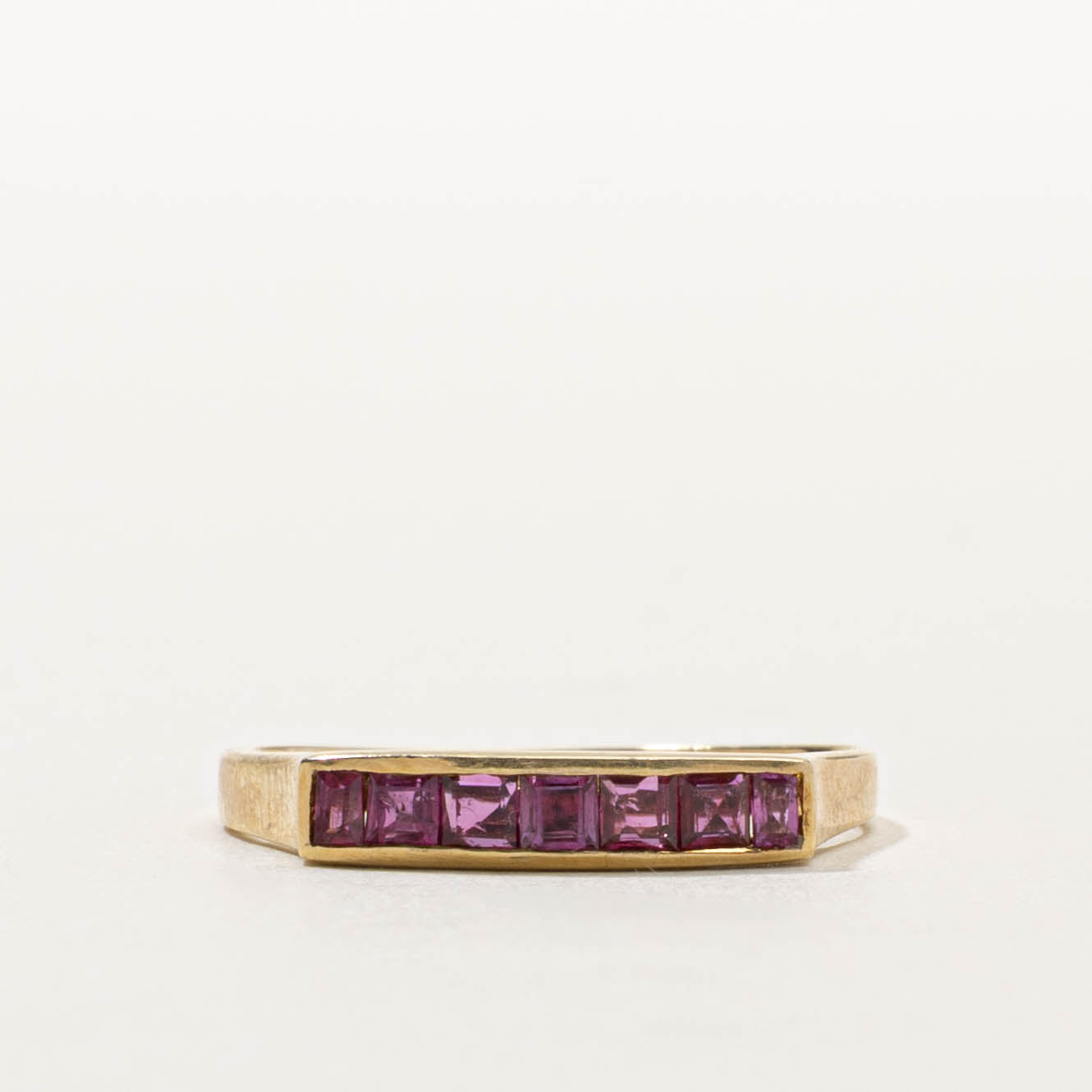 14k Channel Set Square Cut Ruby Ring | SZ 7.25