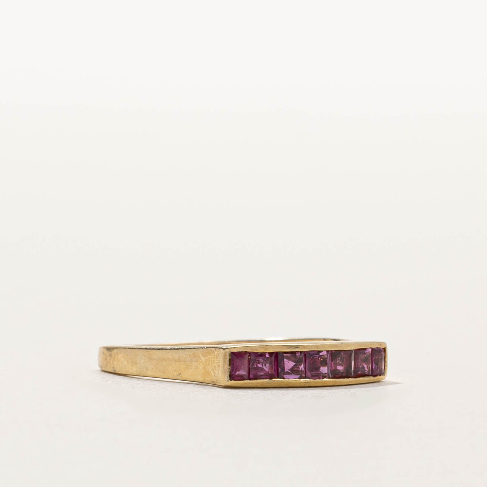 14k Channel Set Square Cut Ruby Ring | SZ 7.25