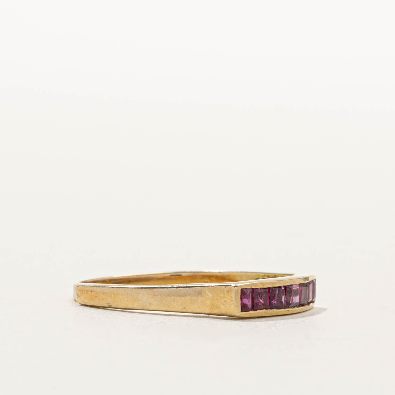 14k Channel Set Square Cut Ruby Ring | SZ 7.25