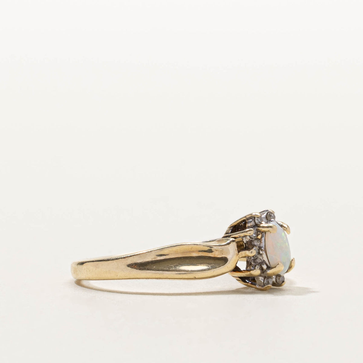 10k Opal & Diamond Petal Ring | SZ 6.25
