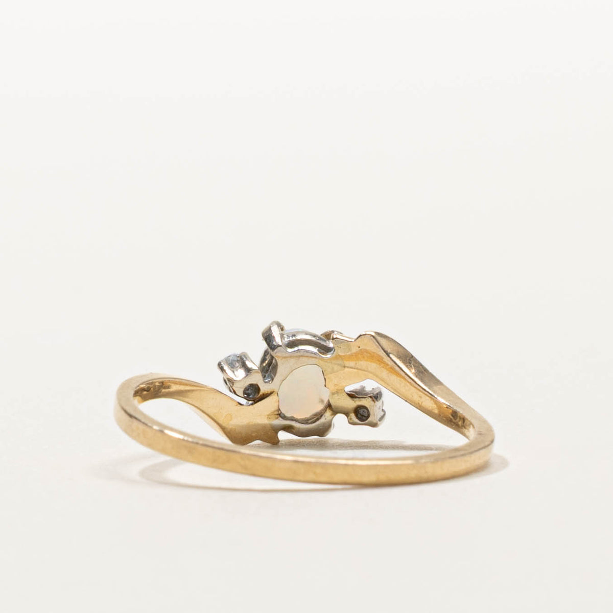 10k Opal & Diamond Bypass Ring | SZ 6.75