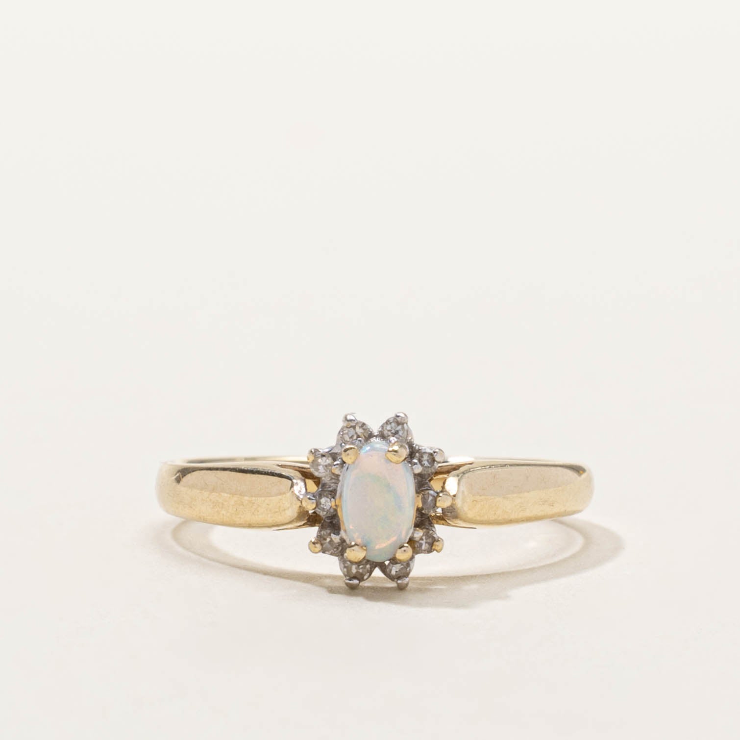 10k Opal & Diamond Petal Ring | SZ 6.25