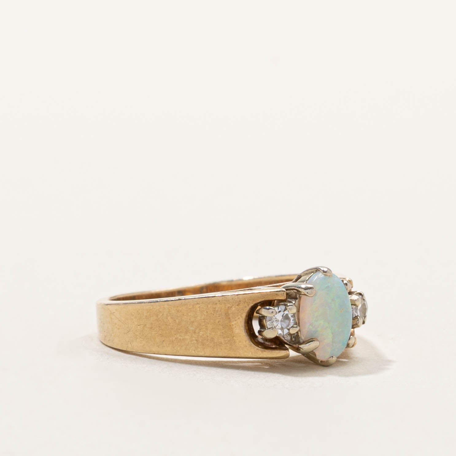 10k Opal & Diamond Accents Ring | SZ 3.5