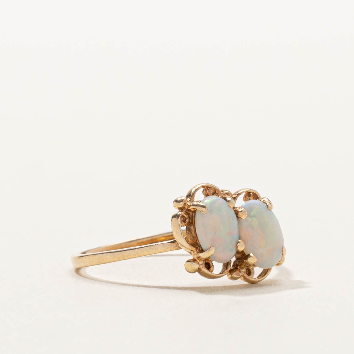 10k Toi et Moi Opal Openwork Ring | SZ 5.25