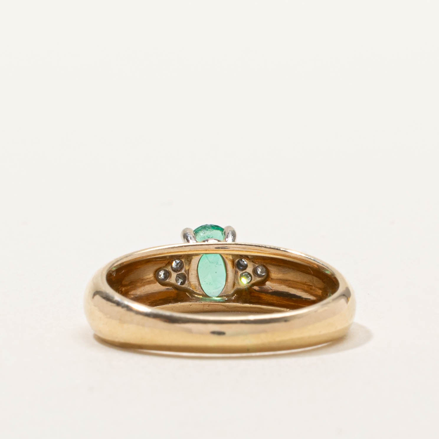 ‘Birks’ 14k Emerald & Diamond Dome Ring | SZ 7.25