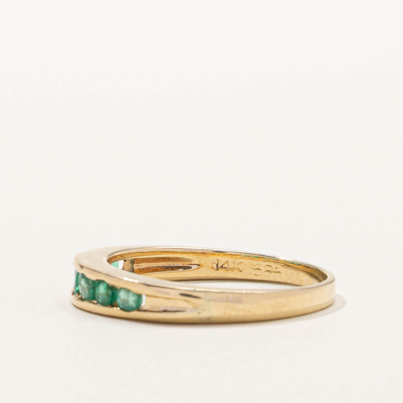 14k Semi Eternity Emerald Ring | SZ 7.75
