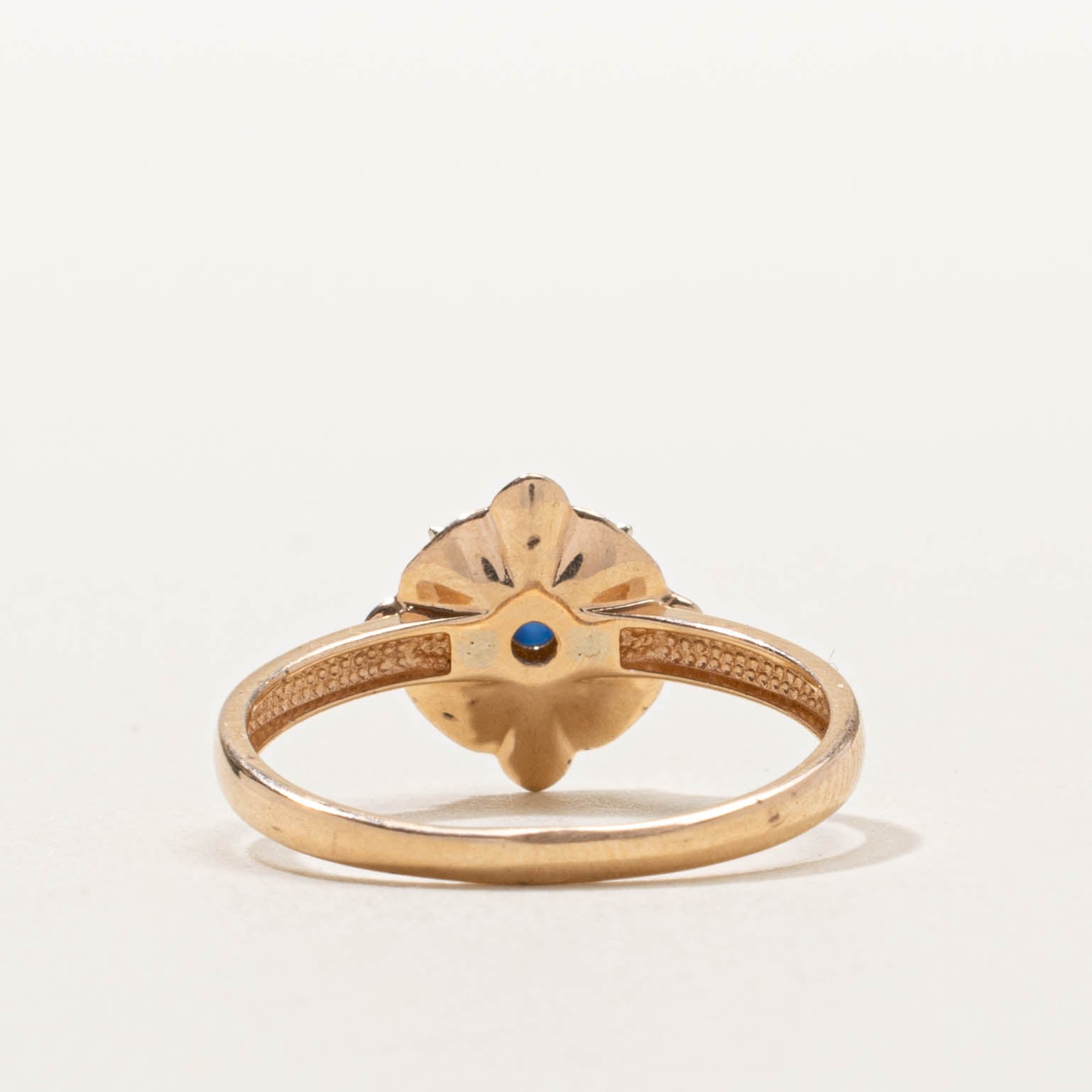 14k Two Tone Sapphire & Diamond Petal Ring | SZ 7