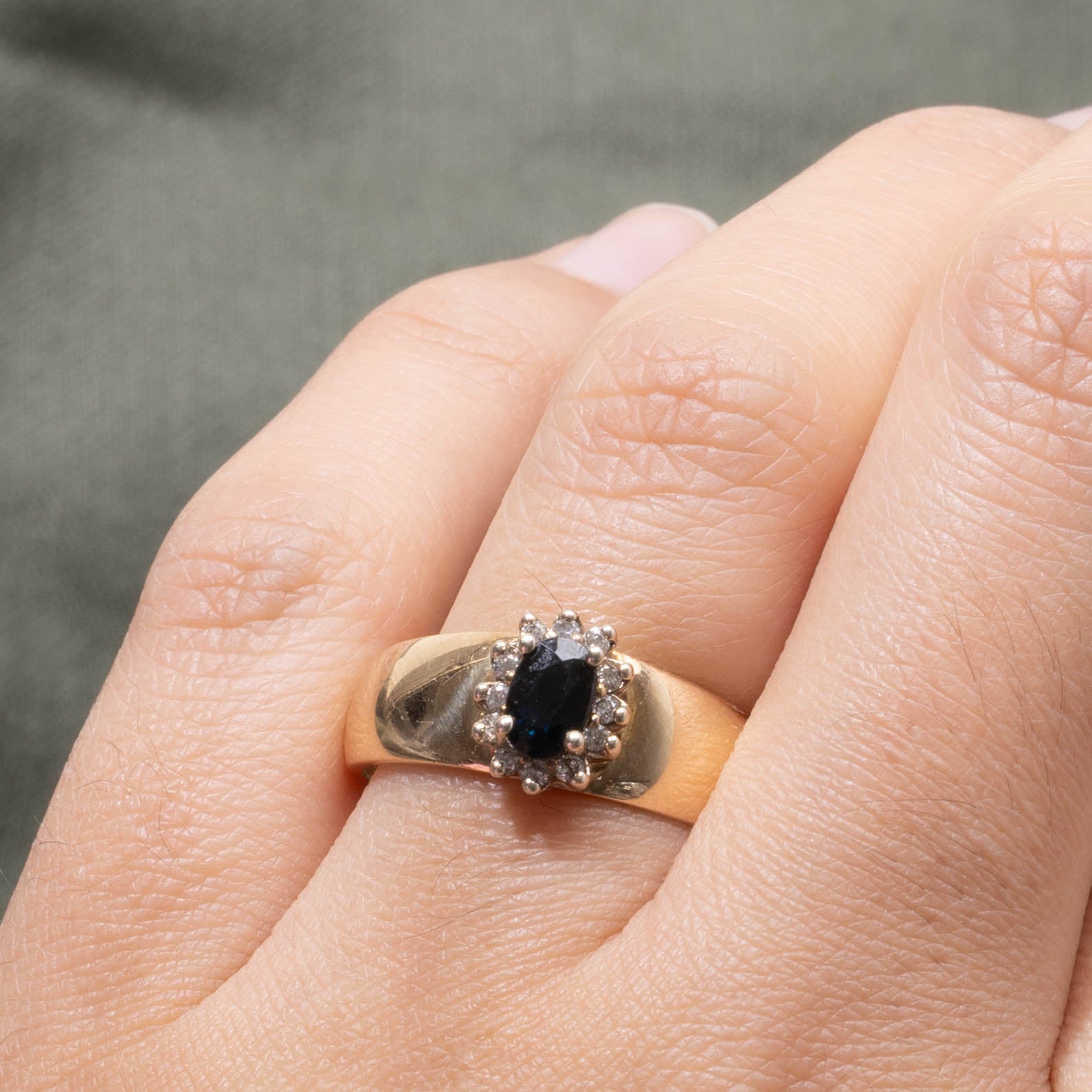 Royal Bank of Canada Sapphire & Diamond Halo Ring | SZ 7.75