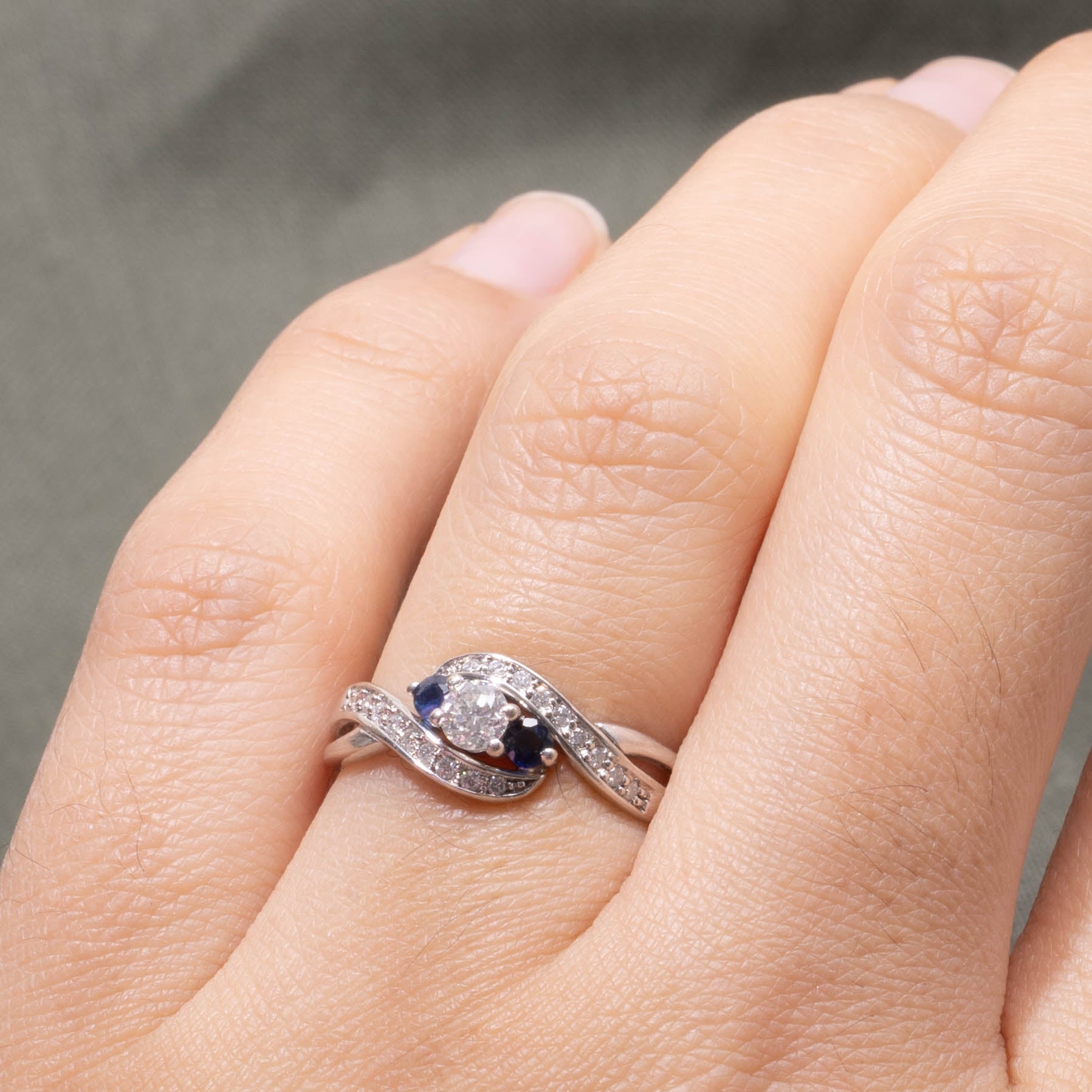 10k Sapphire & Diamond Waterfall Ring | SZ 5.75