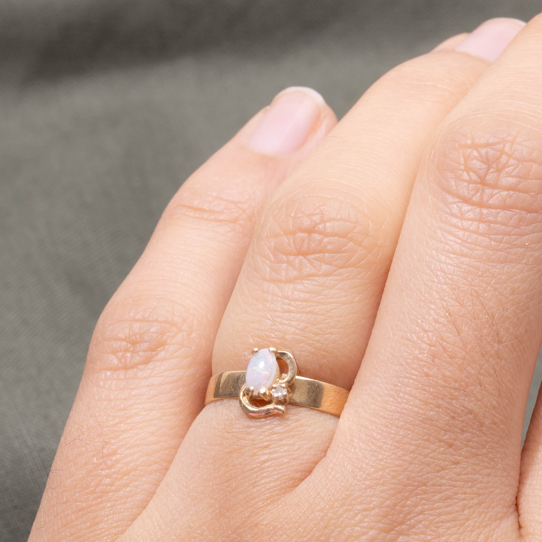 14k Toi et Moi Opal & Diamond Ring | SZ 4.5