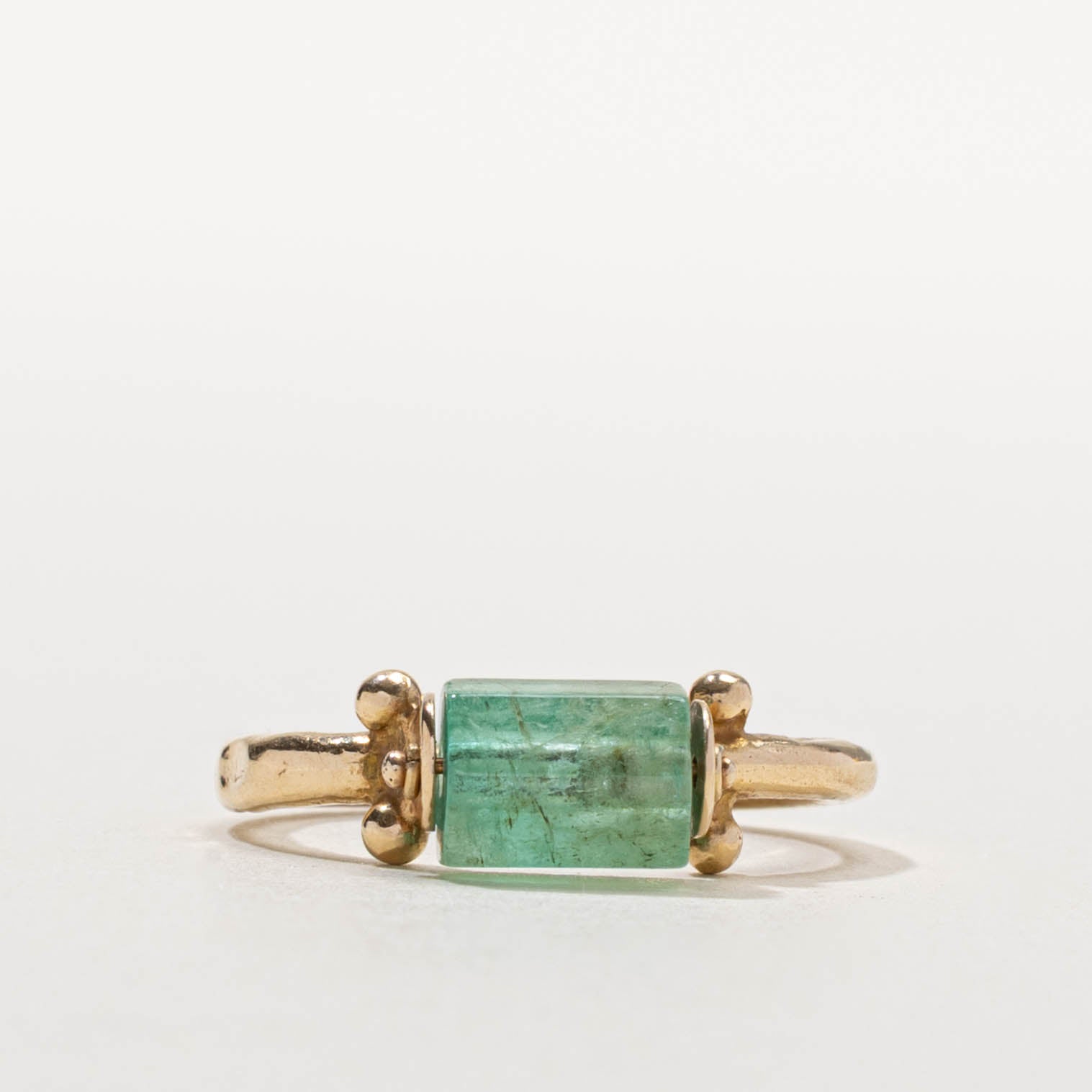 14k Hexagonal Emerald Bead Spinner Ring | 1.70ct | SZ 6.75