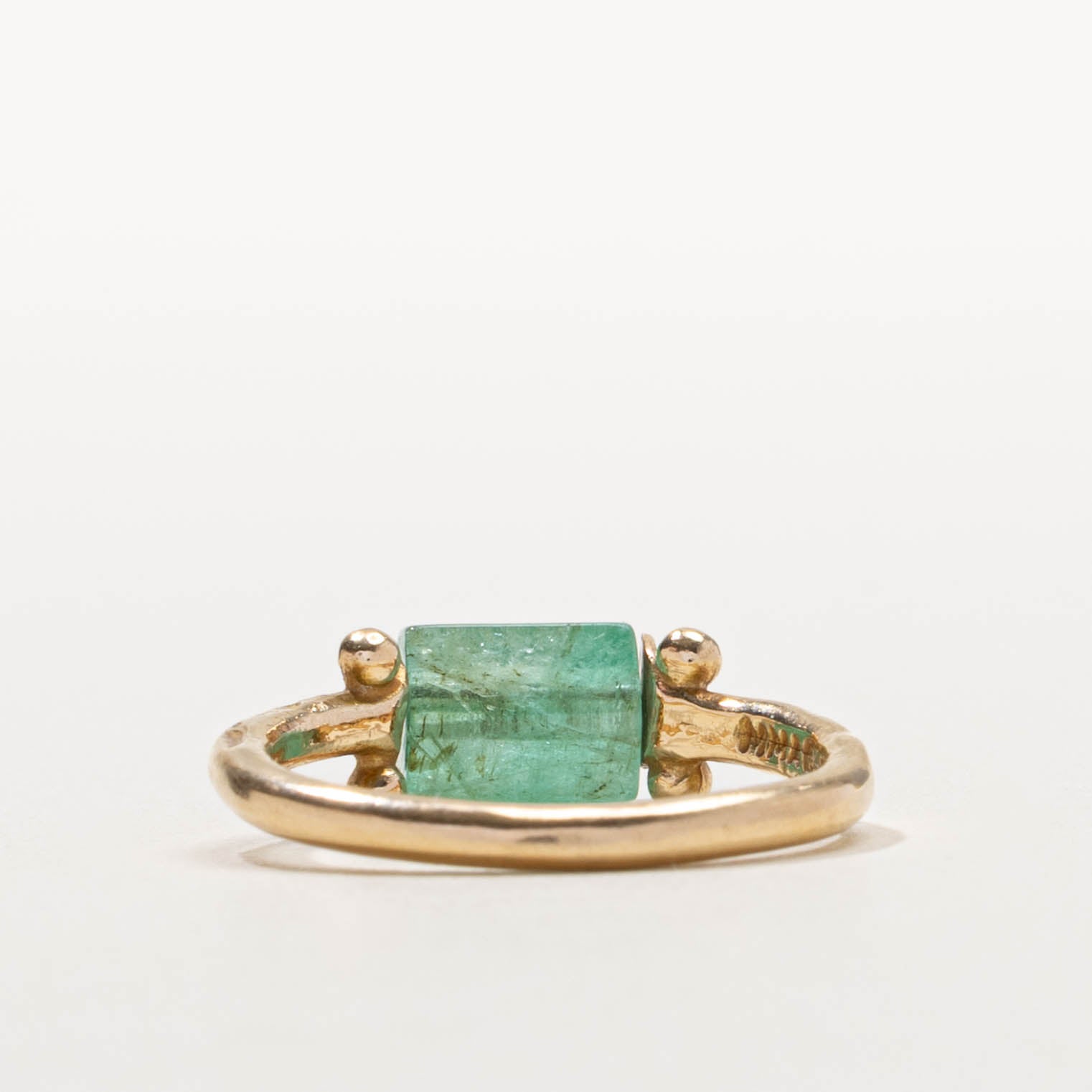 14k Hexagonal Emerald Bead Spinner Ring | 1.70ct | SZ 6.75