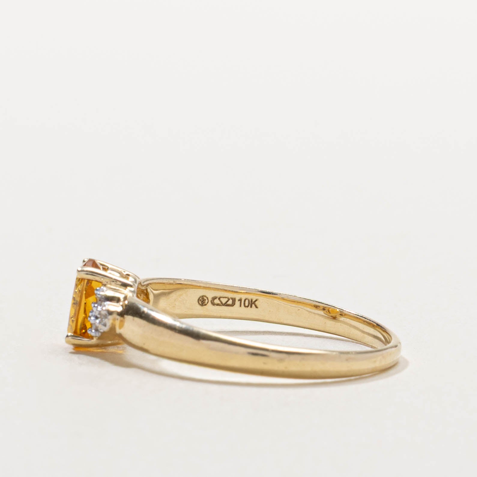 Canadian 10k Citrine & Diamond Accented Ring | 0.45ct, 0.03ctw | SZ 7
