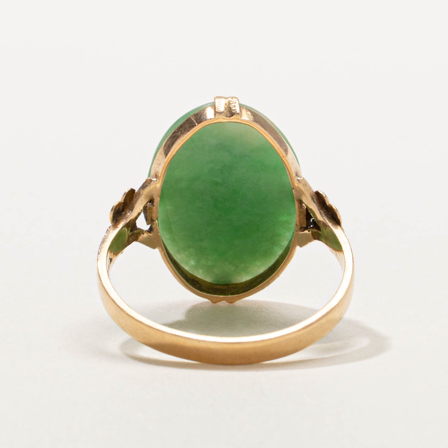 18k Solitaire Jadeite Floral Accented Ring | 5.00ct | SZ 6.25