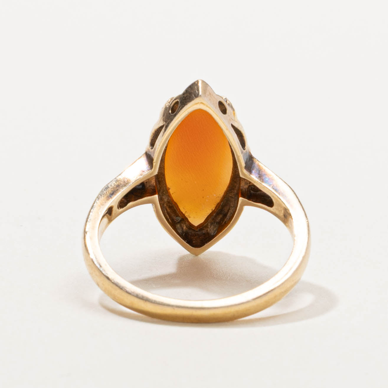 10k Marquise Cabochon Shell Cameo Ring | 2.00ct | SZ 4.75