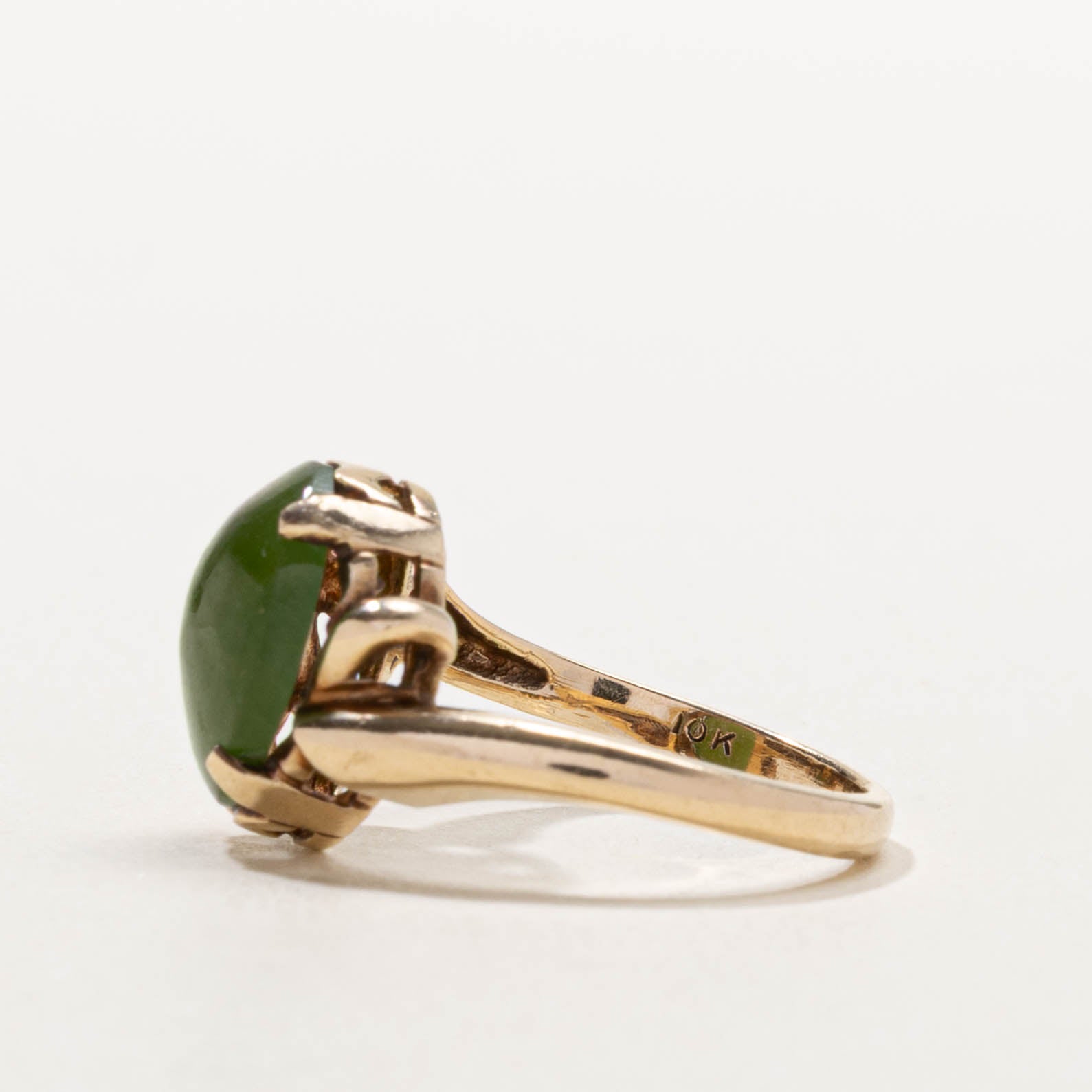 10k Solitaire Nephrite Jade Bypass Ring | 2.80ct | SZ 5