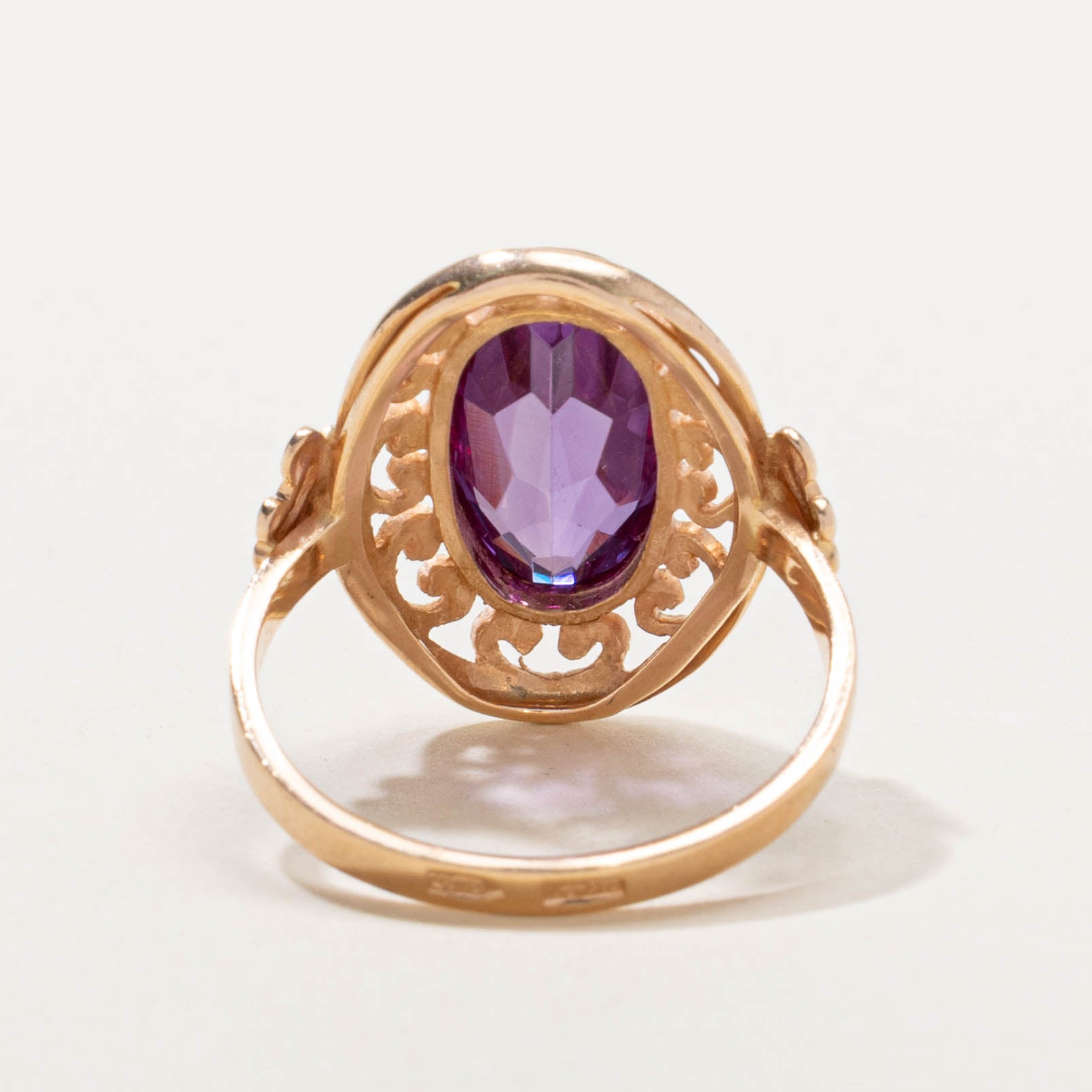 1973 Leningrad Synthetic Sapphire Openwork Cocktail Ring | 6.00ct | SZ 6.75