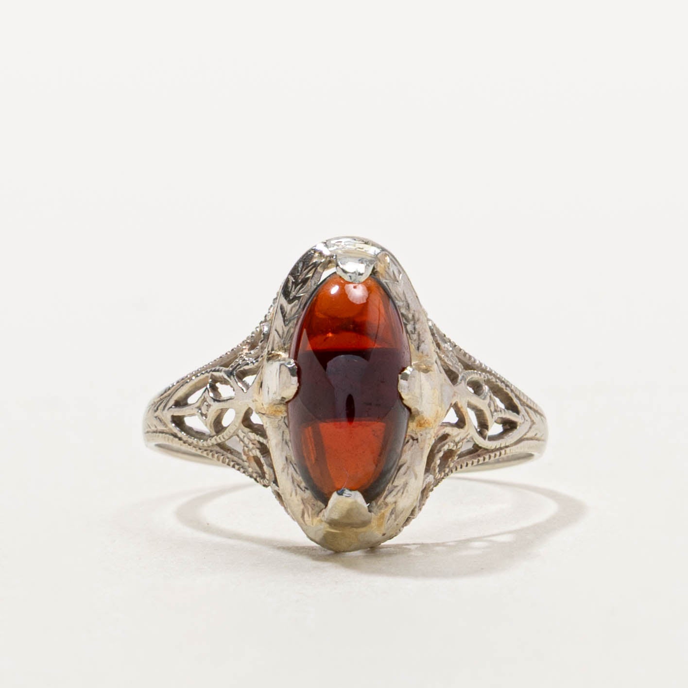 'O. B. Allan' Art Deco 14k Garnet Filigree Ring | 1.60ct | SZ 5.5