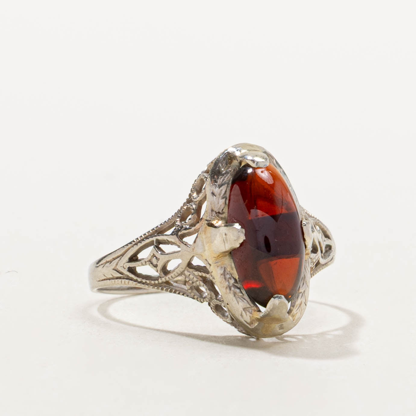'O. B. Allan' Art Deco 14k Garnet Filigree Ring | 1.60ct | SZ 5.5
