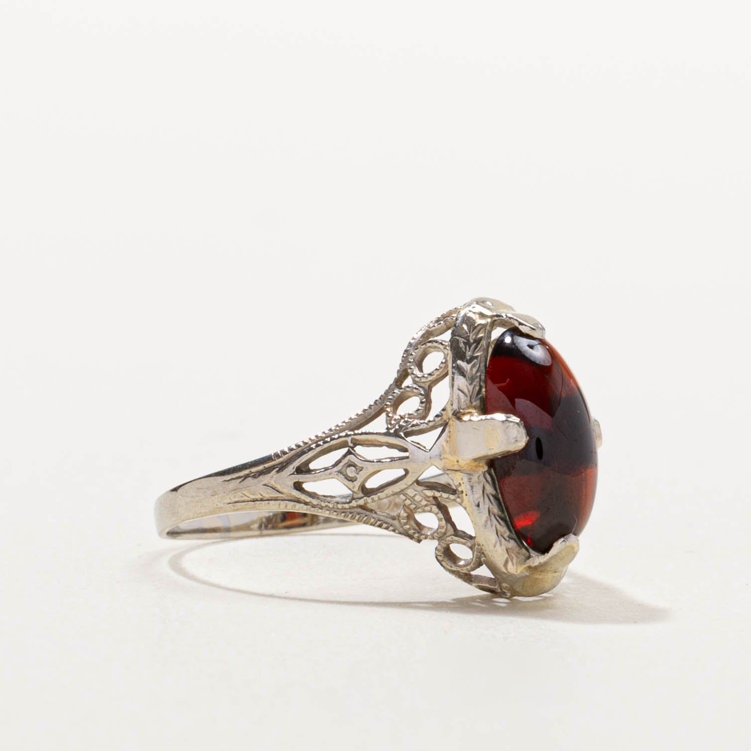 'O. B. Allan' Art Deco 14k Garnet Filigree Ring | 1.60ct | SZ 5.5